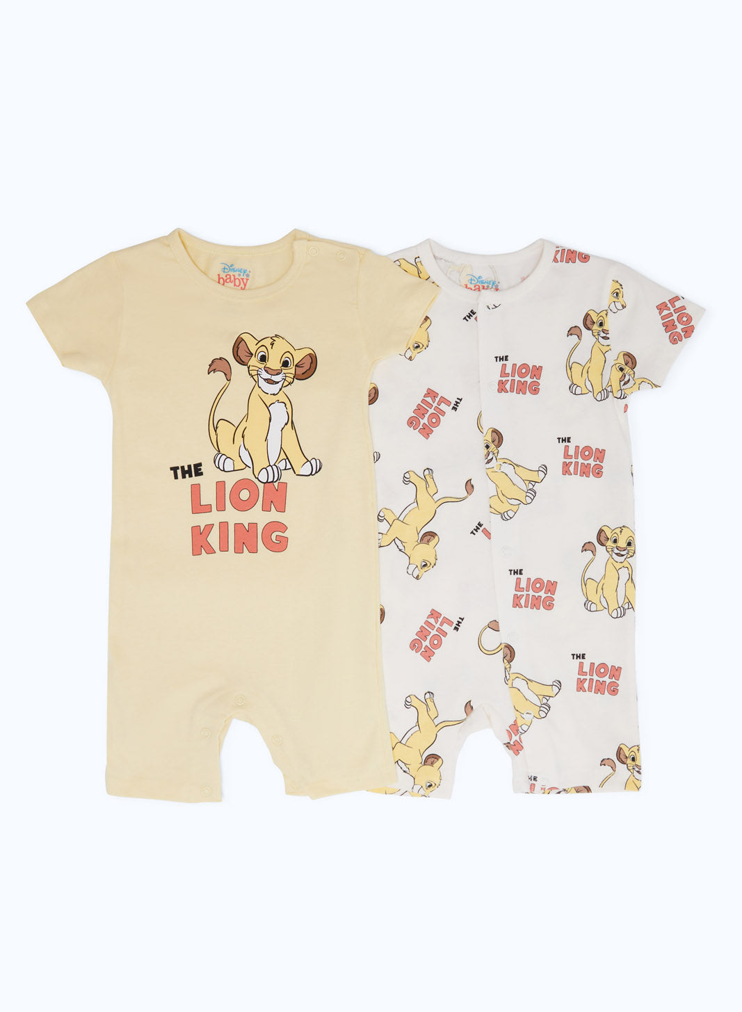 Redtag-Boys-Yellow-2-Piece-Lion-King-Rompers-Category:Rompers,-Colour:Yellow,-Deals:2-FOR-90,-Deals:New-In,-Filter:Baby-(0-to-12-Mths),-H1:KWR,-H2:NBF,-H3:RMS,-H4:RMS,-NBB-Rompers,-New-In-NBB-APL,-Non-Sale,-S23C,-Season:S23B,-Section:Boys-(0-to-14Yrs)-Baby-0 to 12 Months