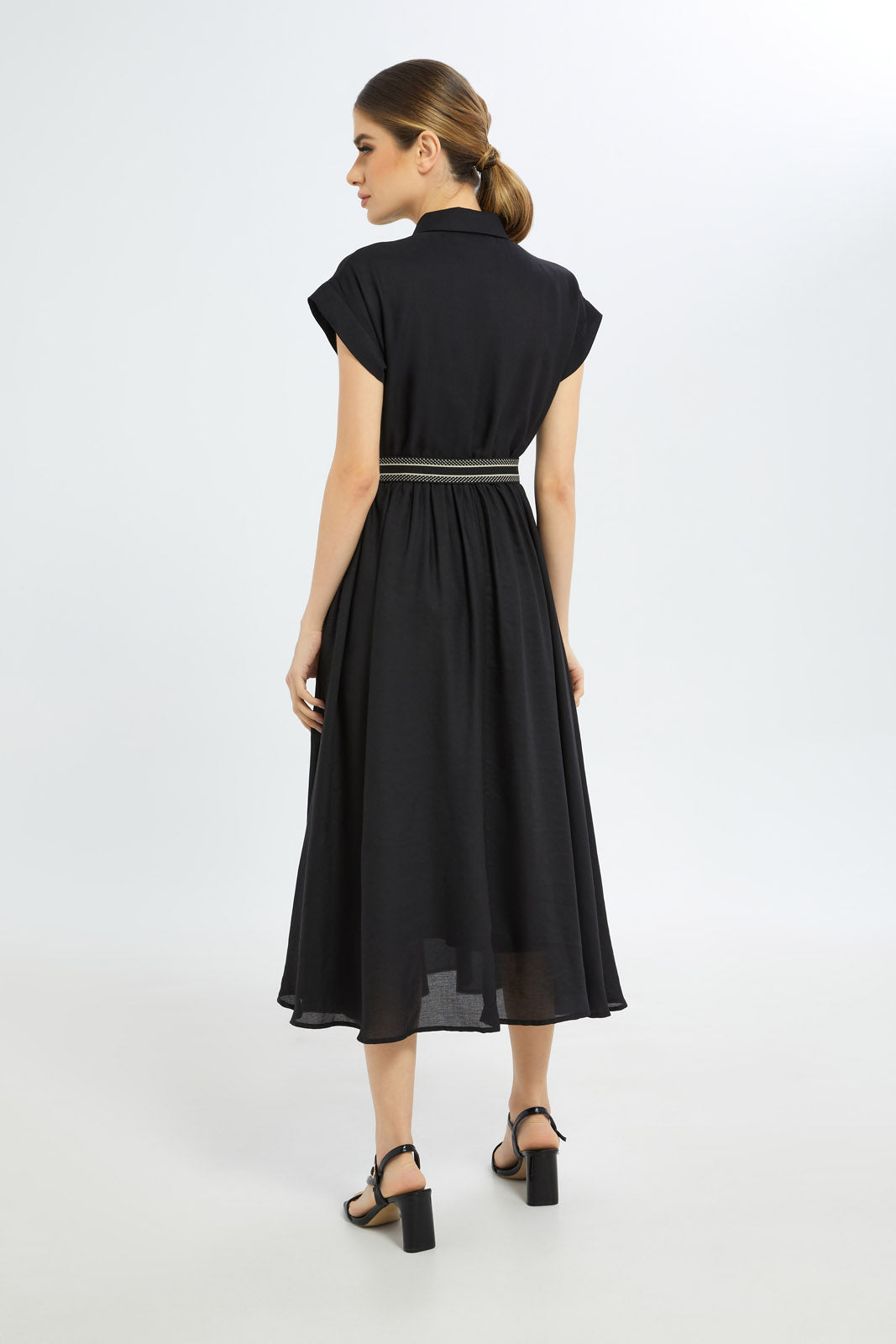 Redtag-Women-Black-Belted-Dress-Category:Dresses,-Colour:Black,-Deals:New-In,-Filter:Women's-Clothing,-H1:LWR,-H2:LDC,-H3:DRS,-H4:CAD,-LDC,-LDC-Dresses,-New-In-LDC-APL,-Non-Sale,-S23B,-Season:S23C,-Section:Women-Women's-