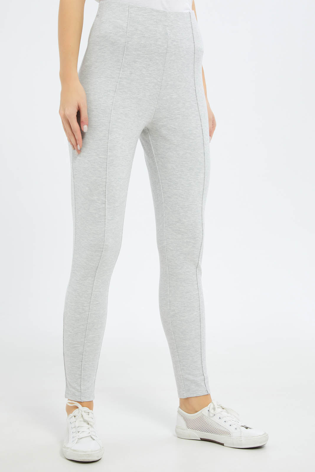 Redtag-Women-Ivory-Pleated-Ponte-Legging-Category:Leggings,-Colour:Ivory,-Deals:New-In,-Filter:Women's-Clothing,-New-In-Women-APL,-Non-Sale,-S23C,-Section:Women,-Women-Leggings-Women's-