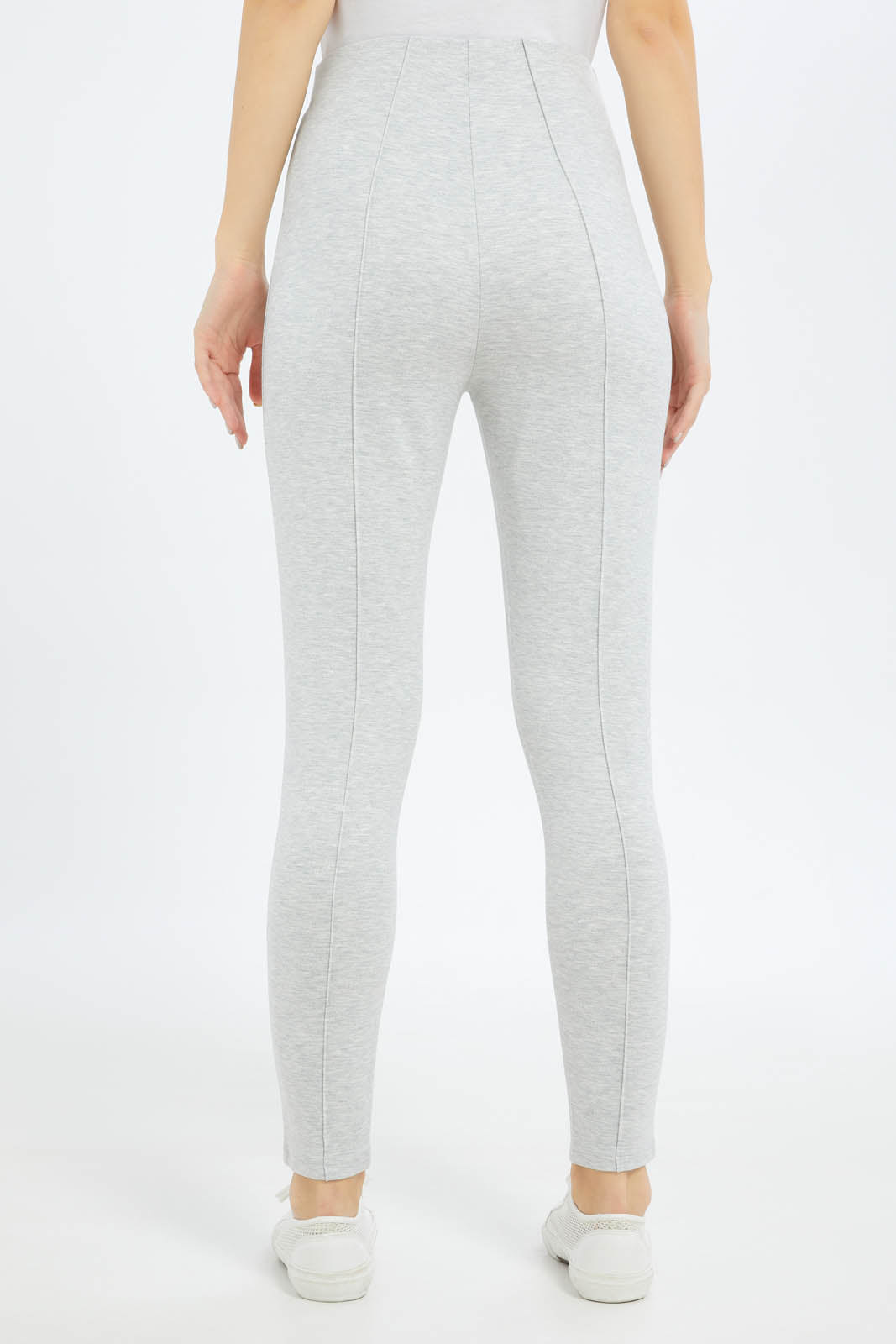 Redtag-Women-Ivory-Pleated-Ponte-Legging-Category:Leggings,-Colour:Ivory,-Deals:New-In,-Filter:Women's-Clothing,-New-In-Women-APL,-Non-Sale,-S23C,-Section:Women,-Women-Leggings-Women's-