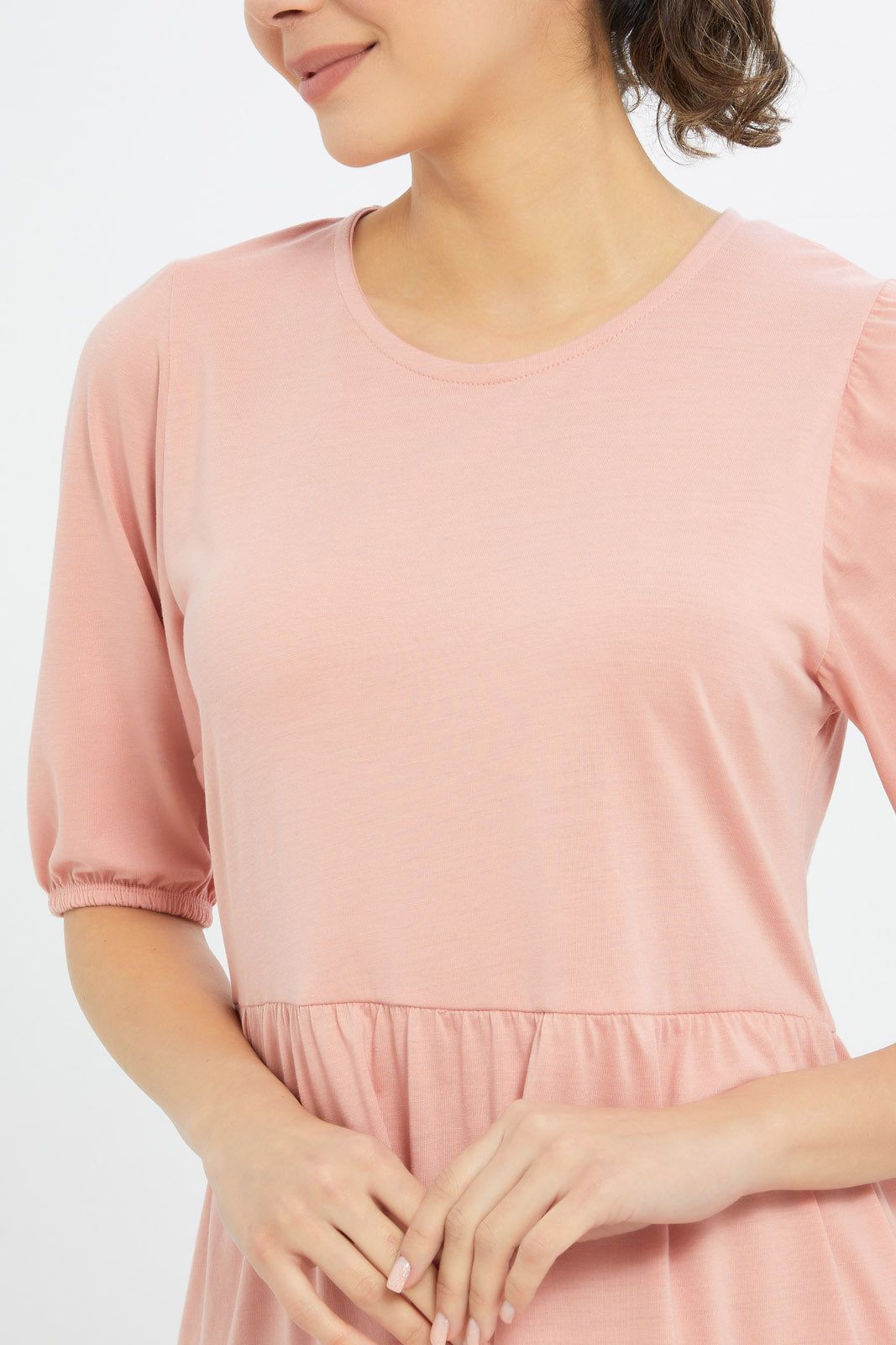 Redtag-Women-Blush-Epp-Jersey-Tiered-Dress-Category:Dresses,-Colour:Apricot,-Deals:New-In,-Dress-Size:Short-Dress,-Filter:Women's-Clothing,-H1:LWR,-H2:LAD,-H3:DRS,-H4:CAD,-New-In-Women-APL,-Non-Sale,-PPE,-Promo:PPE,-S23B,-Season:S23B,-Section:Women,-Women-Dresses-Women's-