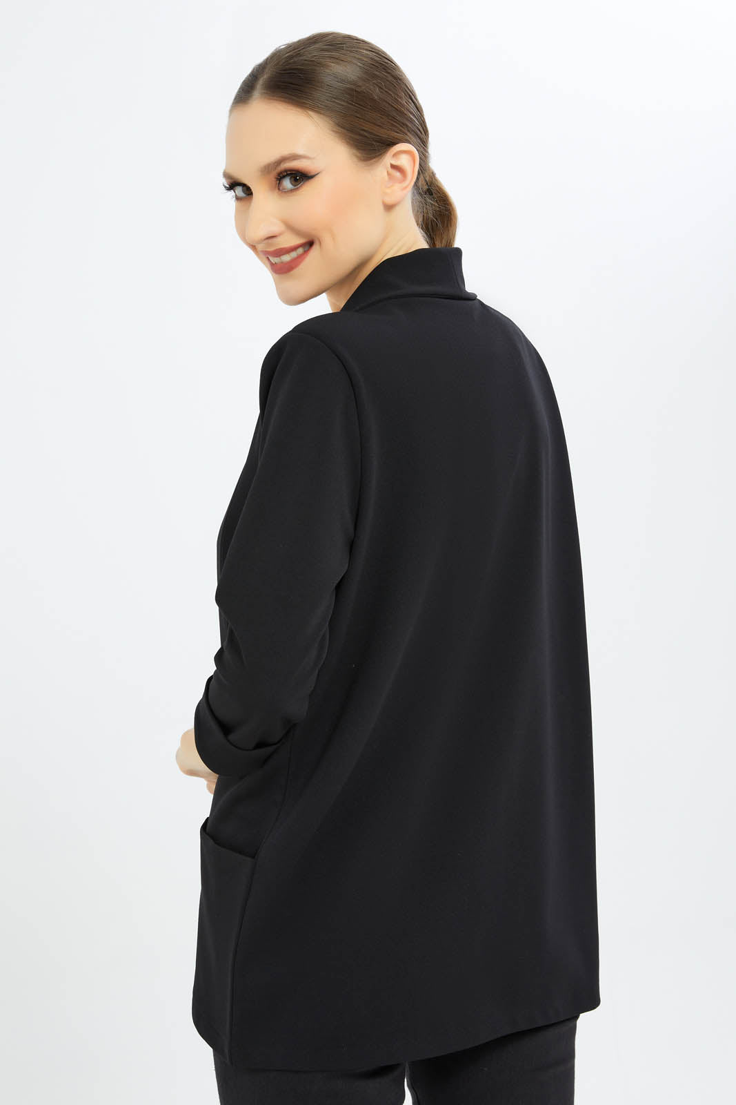 Redtag-Women-Black-3/4-Sleeve-Jacket-Category:Jackets,-Colour:Black,-Deals:New-In,-Filter:Women's-Clothing,-New-In-Women-APL,-Non-Sale,-S23B,-Section:Women,-Women-Jackets-Women's-
