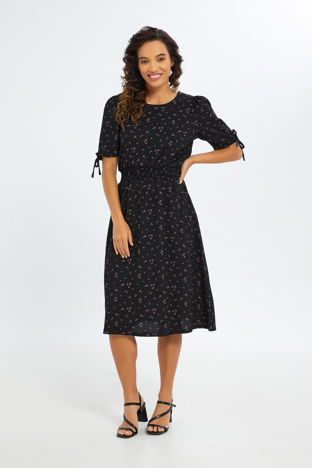 Redtag-Women-Printed-Tie-Sleeve-Tea-Dress-Category:Dresses,-Colour:Assorted,-Deals:New-In,-Filter:Women's-Clothing,-H1:LWR,-H2:LAD,-H3:DRS,-H4:CAD,-New-In-Women-APL,-Non-Sale,-S23C,-Season:S23C,-Section:Women,-Women-Dresses-Women's-