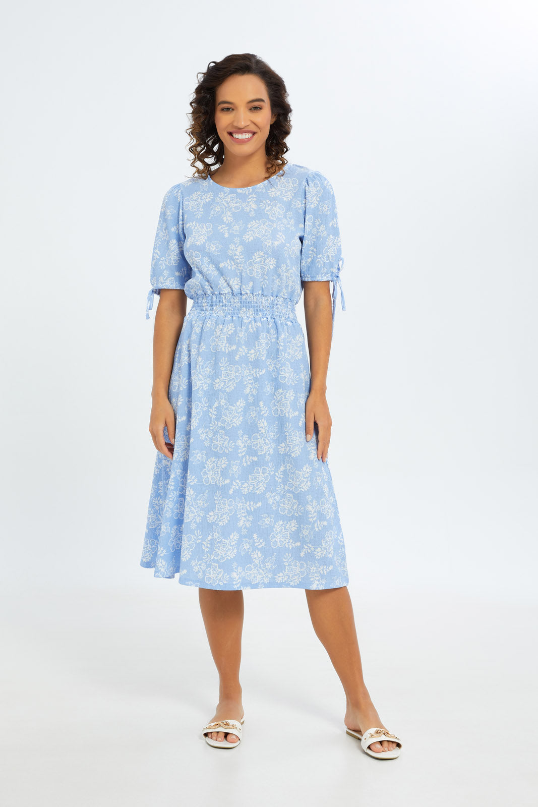 Redtag-Women-Printed-Tie-Sleeve-Tea-Dress-Category:Dresses,-Colour:Assorted,-Deals:New-In,-Filter:Women's-Clothing,-H1:LWR,-H2:LAD,-H3:DRS,-H4:CAD,-New-In-Women-APL,-Non-Sale,-Promo:PPE,-S23C,-Season:S23C,-Section:Women,-Women-DressesDress-Size:Midi-Dress-Women's-