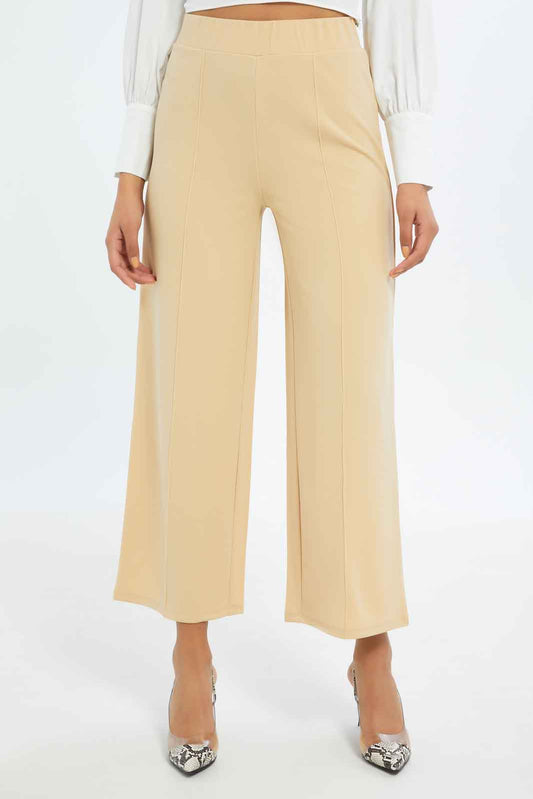 Redtag-Women-Front-Pin-Tuck-Wide-Leg-Trouser-Category:Trousers,-Colour:Beige,-Deals:New-In,-Filter:Women's-Clothing,-New-In-Women-APL,-Non-Sale,-S23C,-Section:Women,-Women-Trousers-Women's-