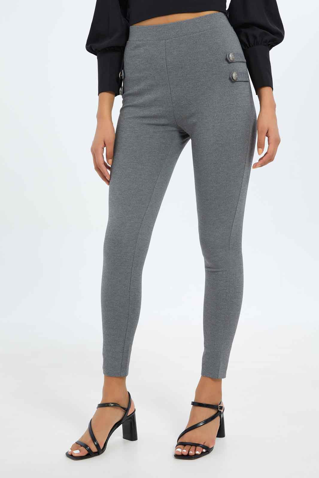 Redtag-Women-Black-Both-Side-Button-Detail-Legging-Category:Leggings,-Colour:Black,-Deals:New-In,-Filter:Women's-Clothing,-New-In-Women-APL,-Non-Sale,-S23C,-Section:Women,-Women-Leggings-Women's-