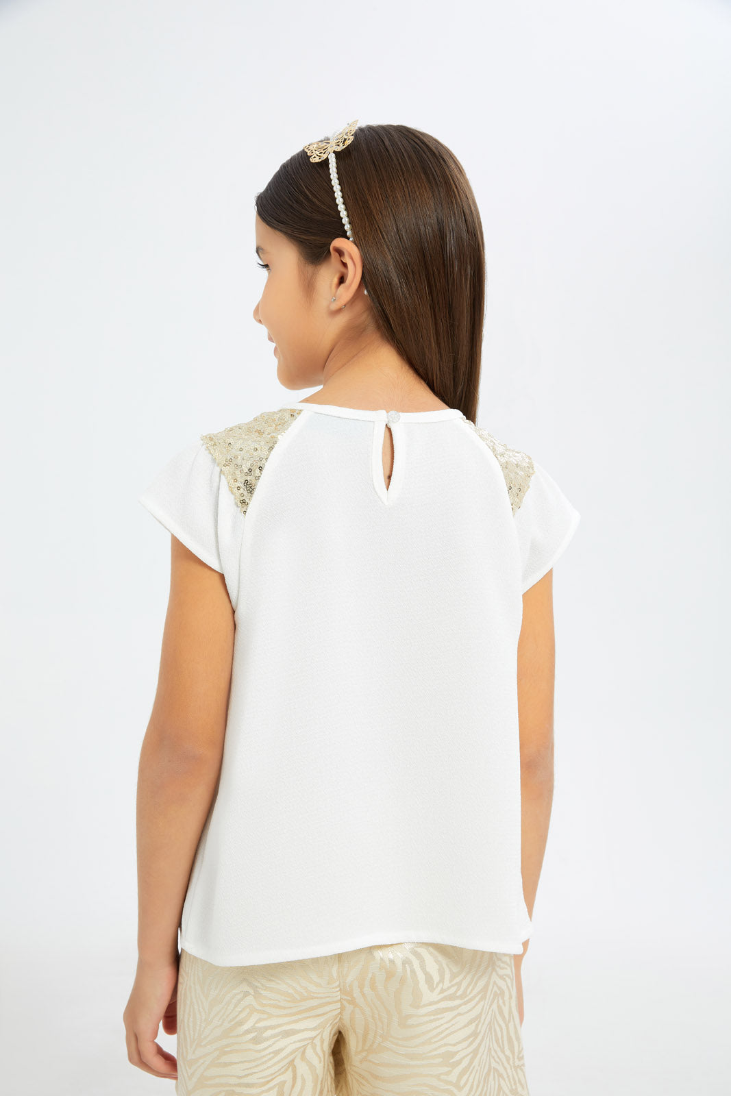 Redtag-Girls-Ivory-Blouse-With-Sequins-On-Shoulder-Category:Blouses,-Colour:Ivory,-Deals:New-In,-Filter:Girls-(2-to-8-Yrs),-GIR-Blouses,-H1:KWR,-H2:GIR,-H3:BLO,-H4:CBL,-New-In-GIR-APL,-Non-Sale,-RMD,-S23C,-Season:S23C,-Section:Girls-(0-to-14Yrs)-Girls-2 to 8 Years