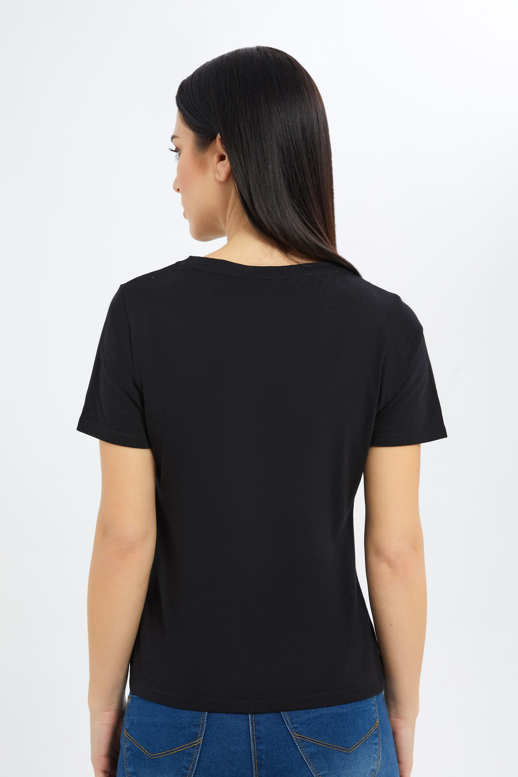 Redtag-Women-Black-Marbke-Foil-Slogan-T-Shirt-Category:T-Shirts,-Colour:Black,-Deals:New-In,-Filter:Women's-Clothing,-H1:LWR,-H2:LAD,-H3:TSH,-H4:CAT,-New-In-Women-APL,-Non-Sale,-Promo:TBL,-S23C,-Season:S23C,-Section:Women,-TBL,-Women-T-Shirts-Women's-