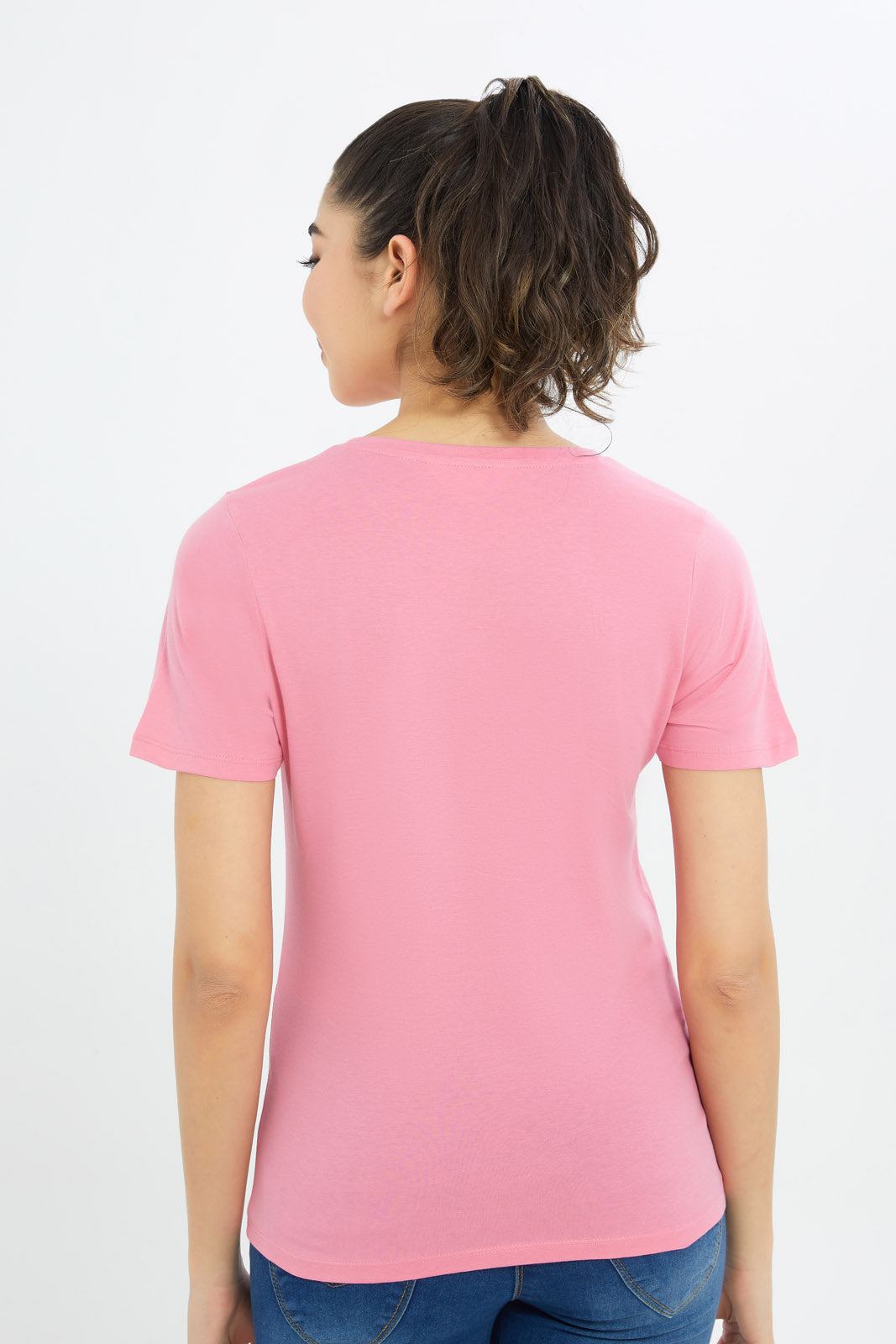 Redtag-Women-Pink-Marbke-Foil-Slogan-T-Shirt-Category:T-Shirts,-Colour:Apricot,-Deals:New-In,-Filter:Women's-Clothing,-H1:LWR,-H2:LAD,-H3:TSH,-H4:CAT,-New-In-Women-APL,-Non-Sale,-Promo:TBL,-S23C,-Season:S23C,-Section:Women,-TBL,-Women-T-Shirts-Women's-