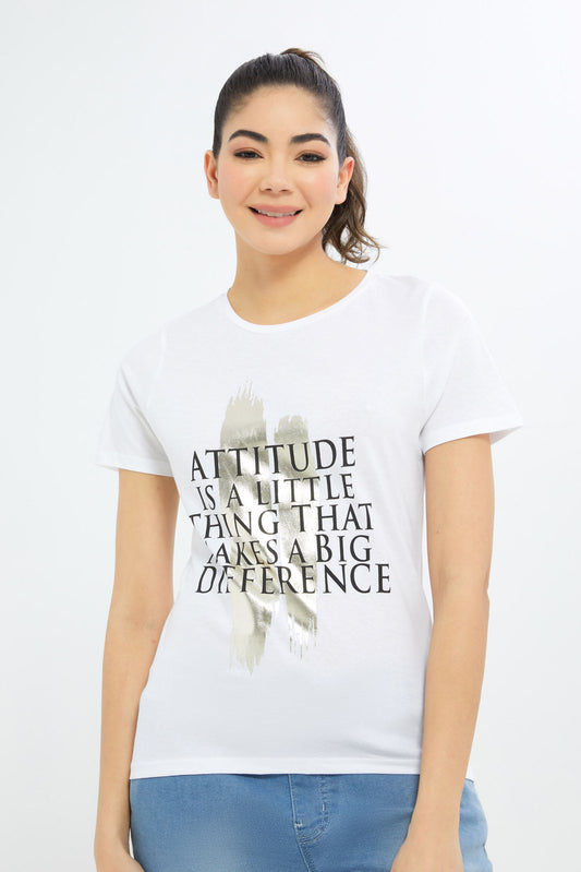 Redtag-Women-White-Marbke-Foil-Slogan-T-Shirt-Category:T-Shirts,-Colour:White,-Deals:New-In,-Filter:Women's-Clothing,-H1:LWR,-H2:LAD,-H3:TSH,-H4:CAT,-New-In-Women-APL,-Non-Sale,-Promo:TBL,-S23C,-Season:S23C,-Section:Women,-TBL,-Women-T-Shirts-Women's-