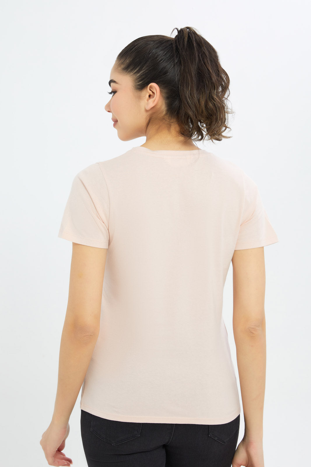 Redtag-Women-Pink-La-Printed-T-Shirt-Category:T-Shirts,-Colour:Apricot,-Deals:New-In,-Filter:Women's-Clothing,-H1:LWR,-H2:LAD,-H3:TSH,-H4:CAT,-New-In-Women-APL,-Non-Sale,-Promo:TBL,-S23C,-Season:S23C,-Section:Women,-TBL,-Women-T-Shirts-Women's-