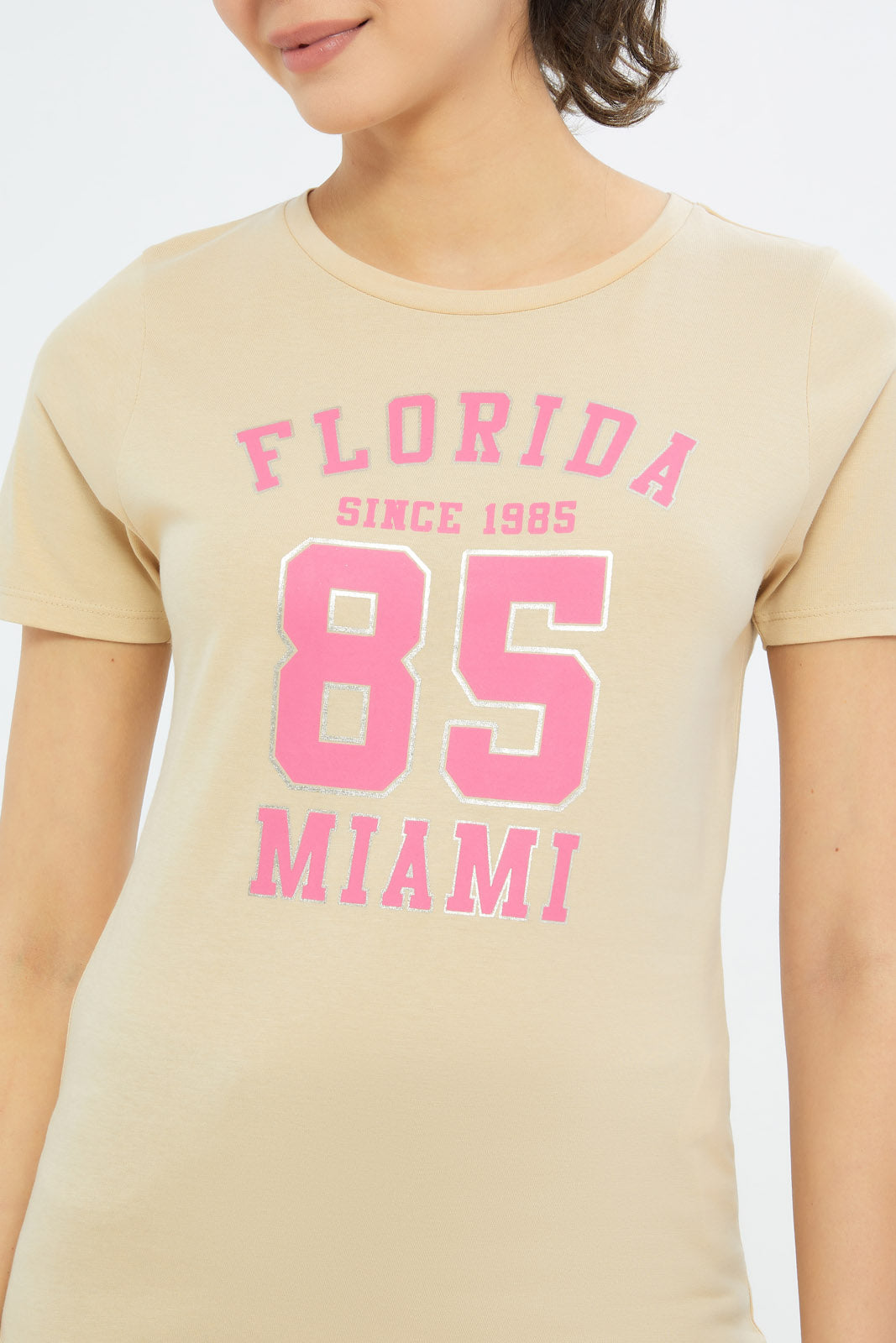 Redtag-Women-Cream-Florida-Printed-T-Shirt-Category:T-Shirts,-Colour:Cream,-Deals:New-In,-Filter:Women's-Clothing,-H1:LWR,-H2:LAD,-H3:TSH,-H4:CAT,-New-In-Women-APL,-Non-Sale,-Promo:TBL,-S23C,-Season:S23C,-Section:Women,-TBL,-Women-T-Shirts-Women's-