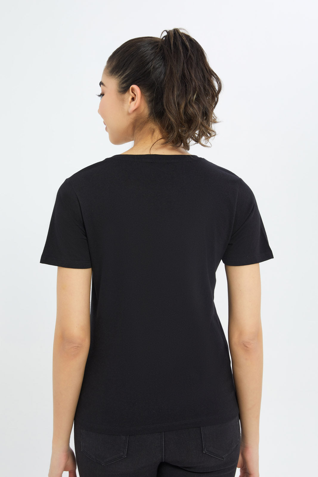 Redtag-Women-Black-Jasmine-Printed-T-Shirt-Category:T-Shirts,-CHR:CHR,-Colour:Black,-Deals:New-In,-Event:STRATEGY,-Filter:Women's-Clothing,-H1:LWR,-H2:LAD,-H3:TSH,-H4:CAT,-New-In-Women-APL,-Non-Sale,-Promo:TBL,-S23C,-Season:S23C,-Section:Women,-TBL,-Women-T-Shirts-Women's-