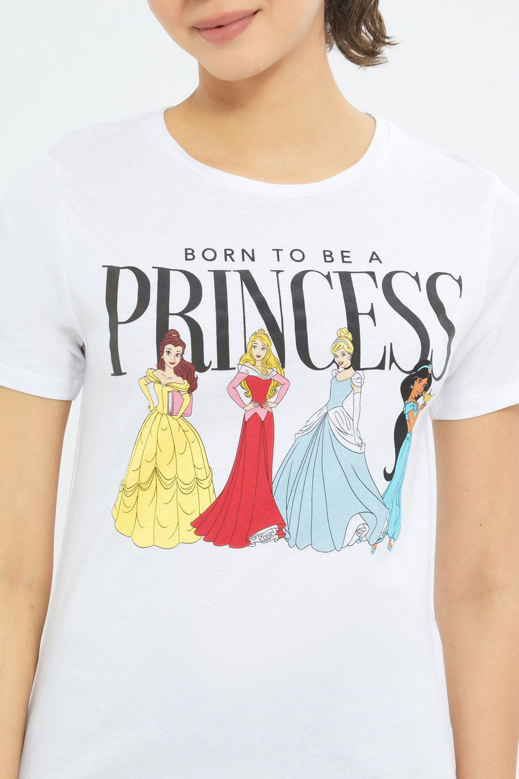 Redtag-Women-White-Princess-Printed-T-Shirt-Category:T-Shirts,-CHA,-CHR:CHR,-Colour:White,-Deals:New-In,-Event:STRATEGY,-Filter:Women's-Clothing,-H1:LWR,-H2:LAD,-H3:TSH,-H4:CAT,-New-In-Women-APL,-Non-Sale,-Promo:TBL,-S23C,-Season:S23C,-Section:Women,-TBL,-Women-T-Shirts-Women's-