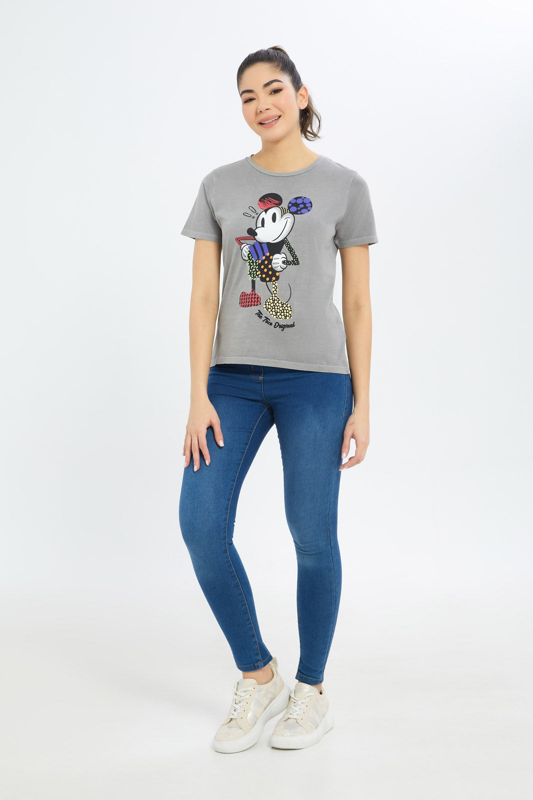 Redtag-Women-Acid-Wash-Minnie-\Printed-T-Shirt-Category:T-Shirts,-CHA,-CHR:CHR,-Colour:Charcoal,-Deals:New-In,-Event:STRATEGY,-Filter:Women's-Clothing,-H1:LWR,-H2:LAD,-H3:TSH,-H4:CAT,-New-In-Women-APL,-Non-Sale,-Promo:TBL,-S23C,-Season:S23C,-Section:Women,-TBL,-Women-T-Shirts-Women's-