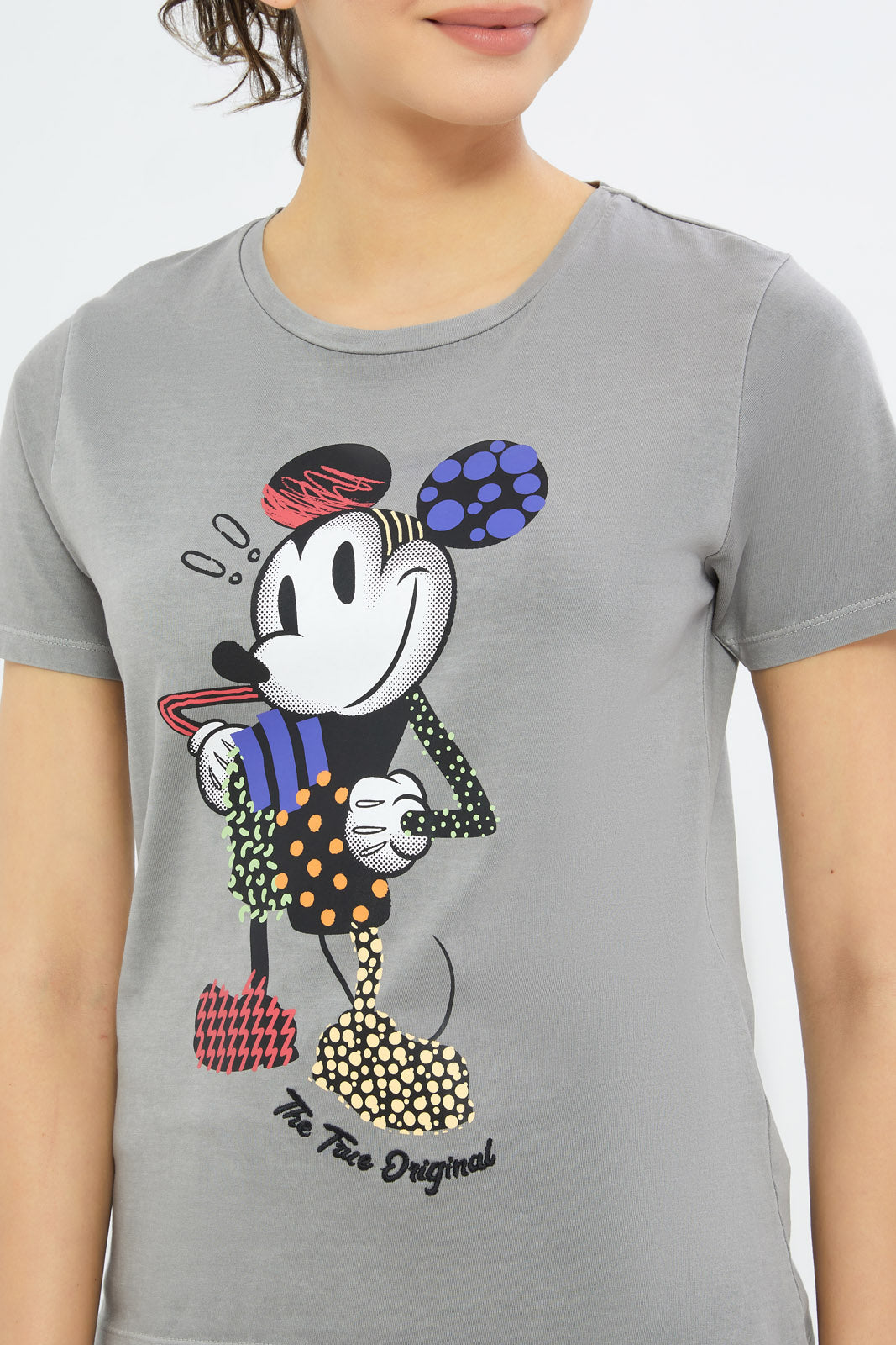 Redtag-Women-Acid-Wash-Minnie-\Printed-T-Shirt-Category:T-Shirts,-CHA,-CHR:CHR,-Colour:Charcoal,-Deals:New-In,-Event:STRATEGY,-Filter:Women's-Clothing,-H1:LWR,-H2:LAD,-H3:TSH,-H4:CAT,-New-In-Women-APL,-Non-Sale,-Promo:TBL,-S23C,-Season:S23C,-Section:Women,-TBL,-Women-T-Shirts-Women's-