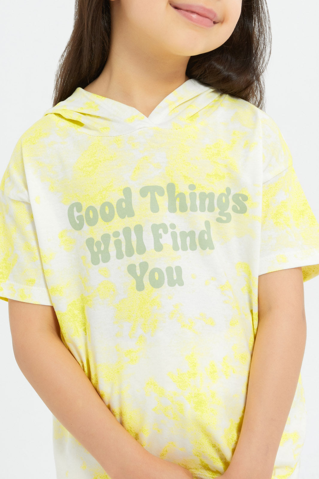 Redtag-Girls-Yellow-Tie-Dye-Hooded-Tshirt-Category:T-Shirts,-Colour:Yellow,-Deals:New-In,-Event:STRATEGY,-Filter:Girls-(2-to-8-Yrs),-GIR-T-Shirts,-H1:KWR,-H2:GIR,-H3:TSH,-H4:CAT,-New-In-GIR-APL,-Non-Sale,-Promo:STRATEGY,-RMD,-S23C,-Season:S23C,-Section:Girls-(0-to-14Yrs)-Girls-2 to 8 Years