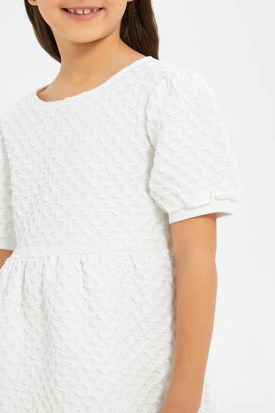 Redtag-Girls-White-Textured-Mesh-Neckline-Dress-Category:Dresses,-Colour:White,-Deals:New-In,-Filter:Girls-(2-to-8-Yrs),-GIR-Dresses,-H1:KWR,-H2:GIR,-H3:DRS,-H4:CAD,-New-In-GIR-APL,-Non-Sale,-RMD,-S23C,-Season:S23C,-Section:Girls-(0-to-14Yrs)-Girls-2 to 8 Years