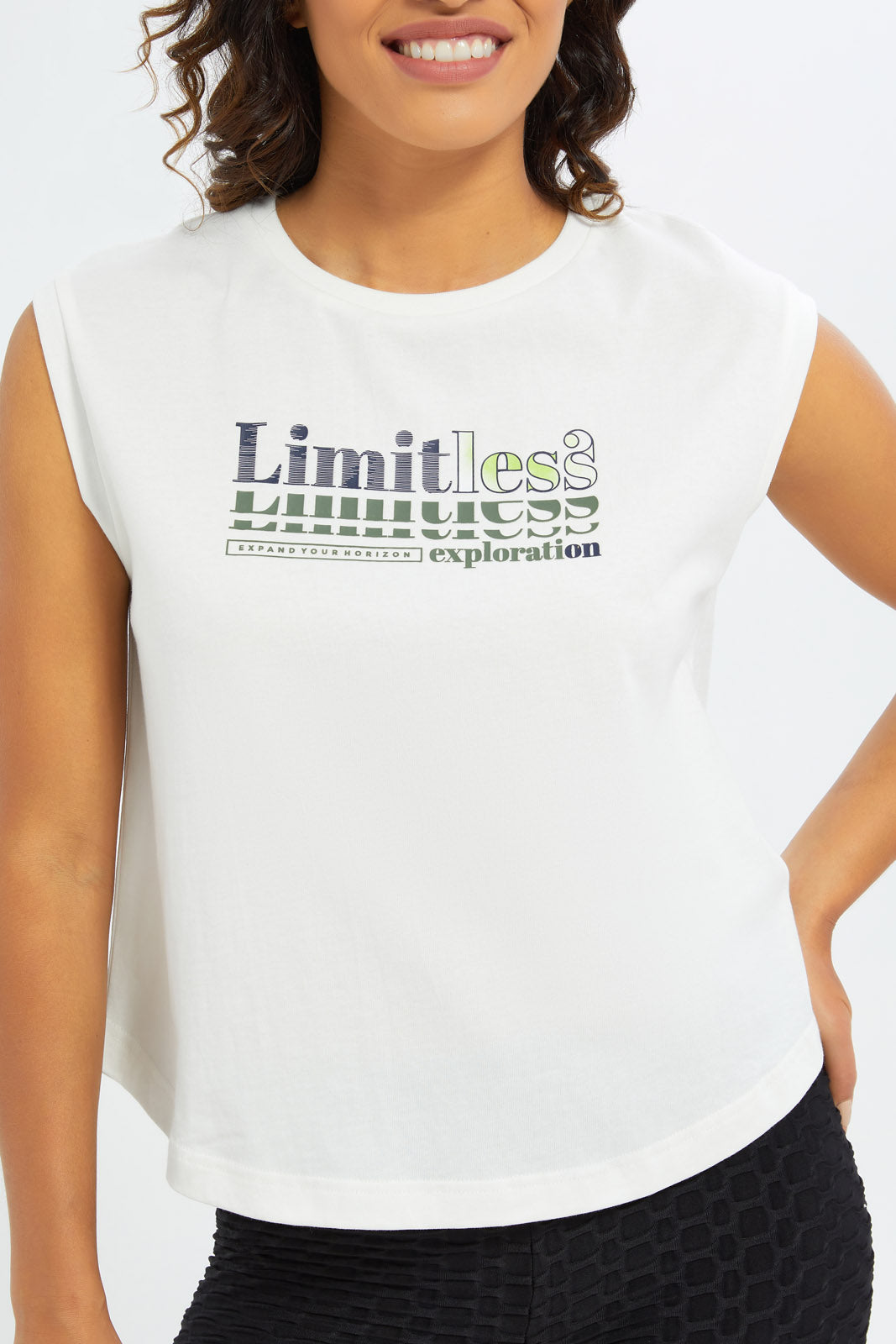 Redtag-Women-White-Sleevless-Active-T-Shirt-Category:T-Shirts,-Colour:White,-Deals:New-In,-Filter:Women's-Clothing,-H1:LWR,-H2:LAD,-H3:SPW,-H4:ATS,-New-In-Women-APL,-Non-Sale,-S23C,-Season:S23C,-Section:Women,-Women-T-Shirts-Women's-