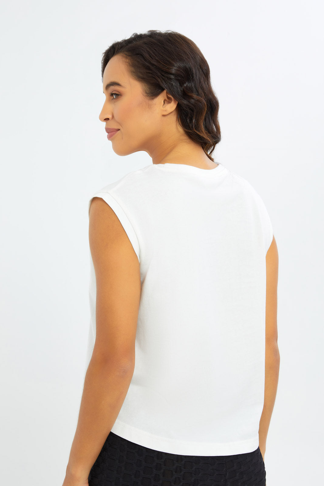 Redtag-Women-White-Sleevless-Active-T-Shirt-Category:T-Shirts,-Colour:White,-Deals:New-In,-Filter:Women's-Clothing,-H1:LWR,-H2:LAD,-H3:SPW,-H4:ATS,-New-In-Women-APL,-Non-Sale,-S23C,-Season:S23C,-Section:Women,-Women-T-Shirts-Women's-
