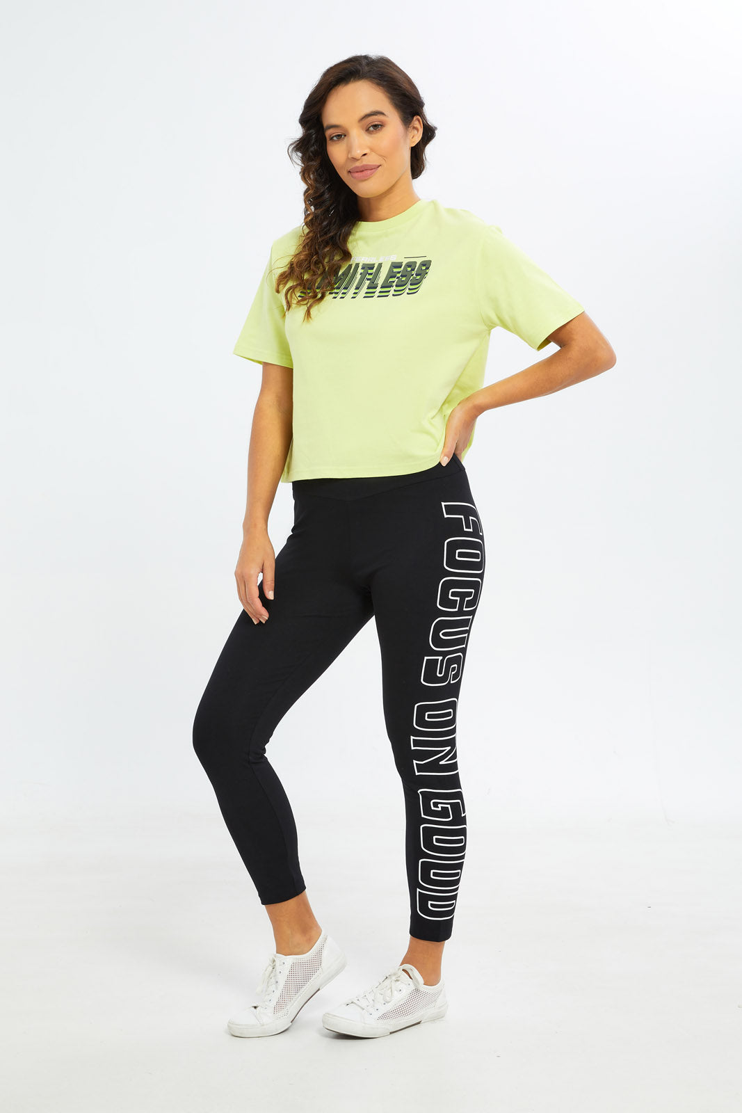 Redtag-Women-Green-Drop-Shoulder-Crop-Tee-Category:T-Shirts,-Colour:Green,-Deals:New-In,-Filter:Women's-Clothing,-H1:LWR,-H2:LAD,-H3:SPW,-H4:ATS,-New-In-Women-APL,-Non-Sale,-S23C,-Season:S23C,-Section:Women,-Women-T-Shirts-Women's-