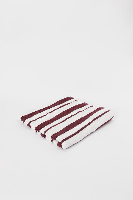 Purple And White Striped Bath Towel
