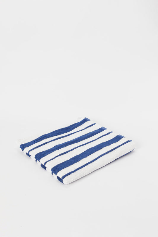 Blue And White Striped Bath Towel