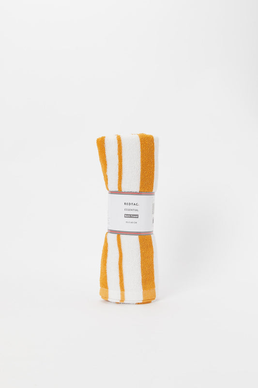 Redtag-Yellow-Stripe-Bath-Towel-Category:Towels,-Colour:Yellow,-Deals:New-In,-Filter:Home-Bathroom,-H1:HMW,-H2:BAC,-H3:TOW,-H4:BAT,-HMW-BAC-Towels,-New-In-HMW-BAC,-Non-Sale,-S23B,-Season:S23B,-Section:Homewares-Home-Bathroom-