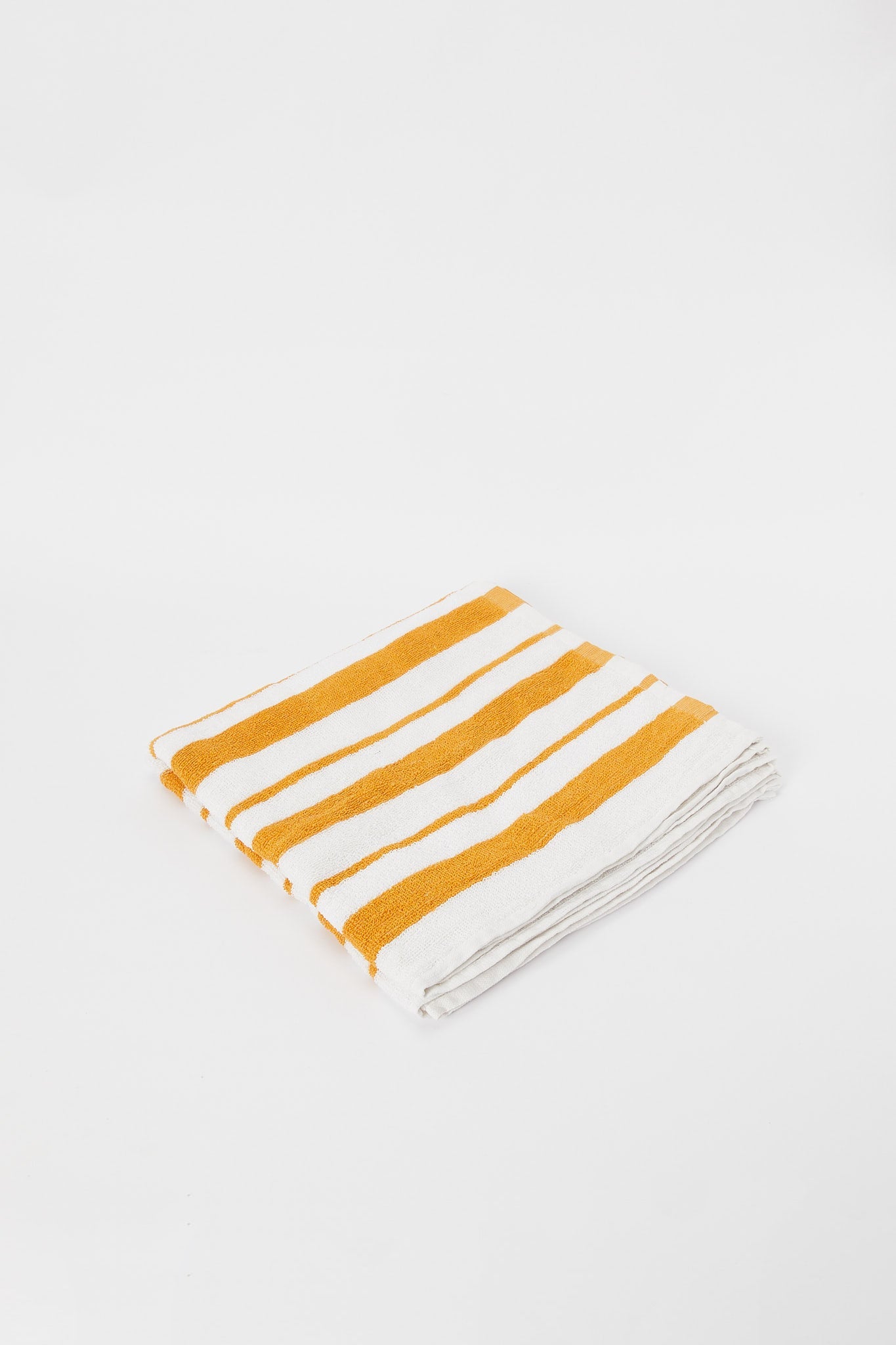 Yellow And White Striped Bath Towel