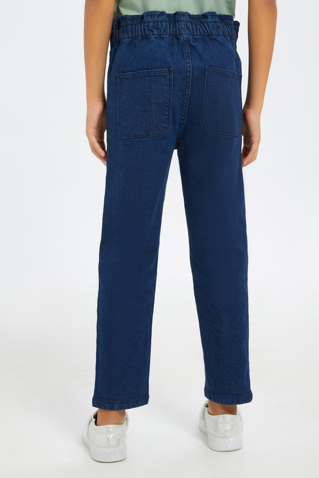 Redtag-Girls-Darkwash-Paper-Bag-Jeans-Category:Jeans,-Colour:Dark-Wash,-Deals:New-In,-Filter:Girls-(2-to-8-Yrs),-FIT-WALL-(FTW),-GIR-Jeans,-H1:KWR,-H2:GIR,-H3:DNB,-H4:JNS,-New-In-GIR-APL,-Non-Sale,-S23C,-Season:S23C,-Section:Girls-(0-to-14Yrs)-Girls-2 to 8 Years