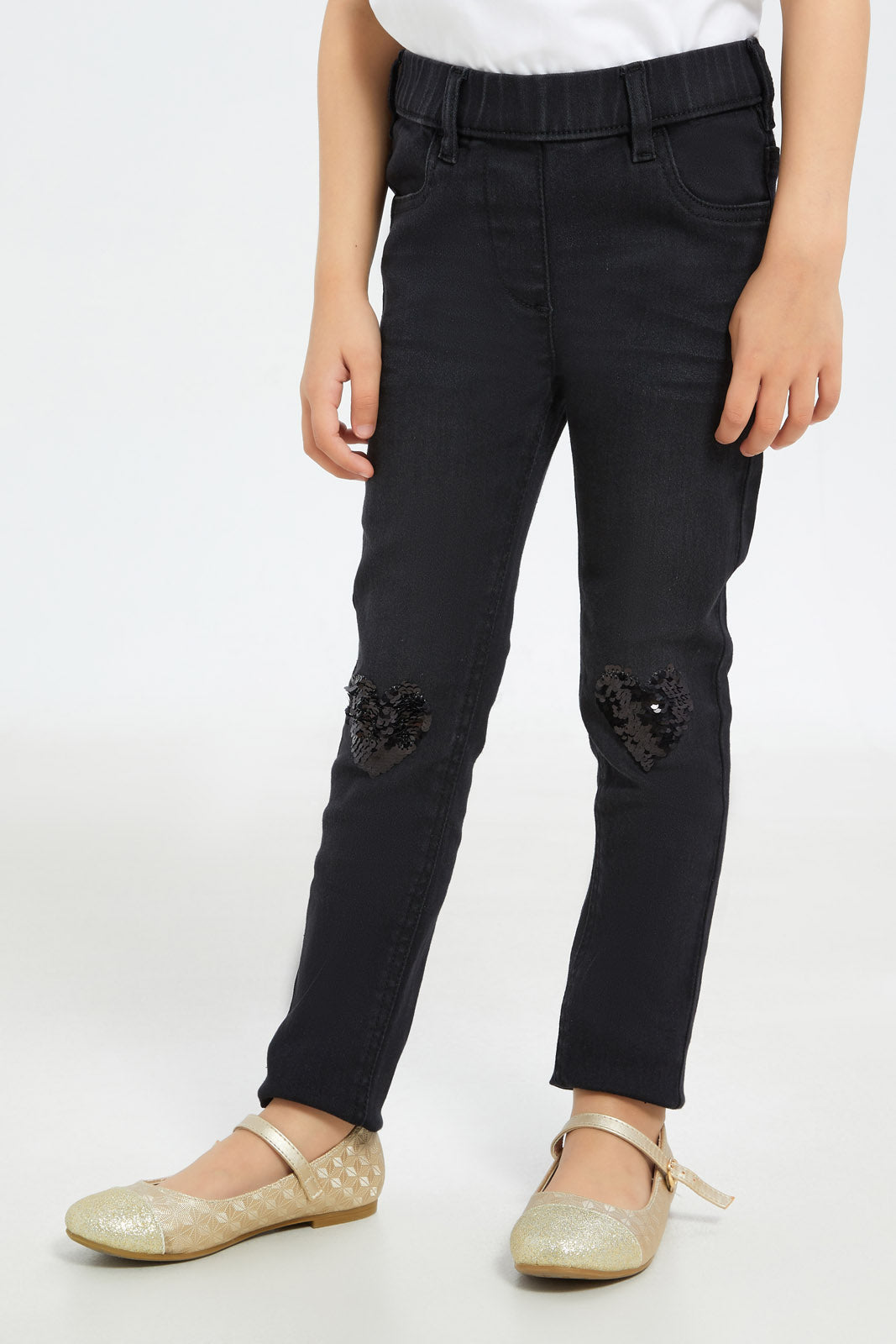 Redtag-Girls-Black-Jeggings-With-Sequins-Category:Jeggings,-Colour:Black,-Deals:New-In,-Filter:Girls-(2-to-8-Yrs),-GIR-Jeggings,-H1:KWR,-H2:GIR,-H3:DNB,-H4:JEG,-New-In-GIR-APL,-Non-Sale,-S23C,-Season:S23C,-Section:Girls-(0-to-14Yrs)-Girls-2 to 8 Years