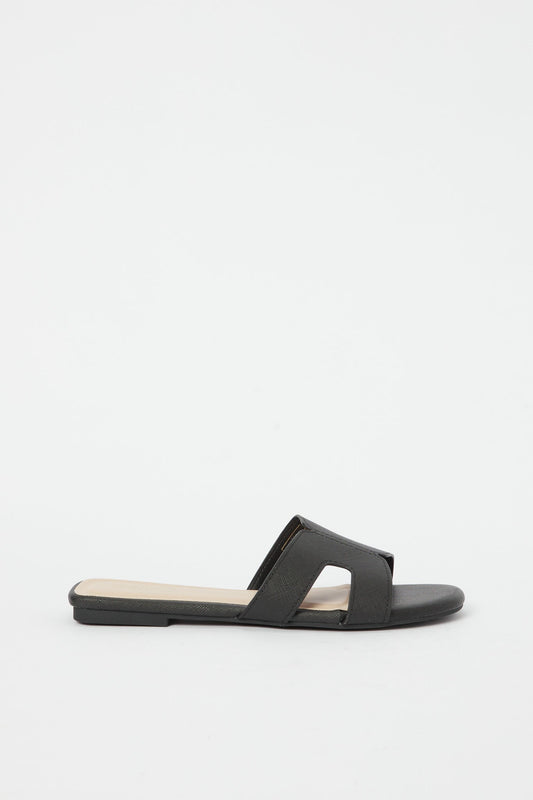 Redtag-Black-H-Upper-Mule-Category:Sandals,-Colour:Black,-Deals:New-In,-Filter:Women's-Footwear,-H1:FOO,-H2:LAD,-H3:SAF,-H4:SAN,-LEC-Sandals,-N/A,-New-In-Women-FOO,-Non-Sale,-S23B,-Season:S23B,-Section:Women-Women's-