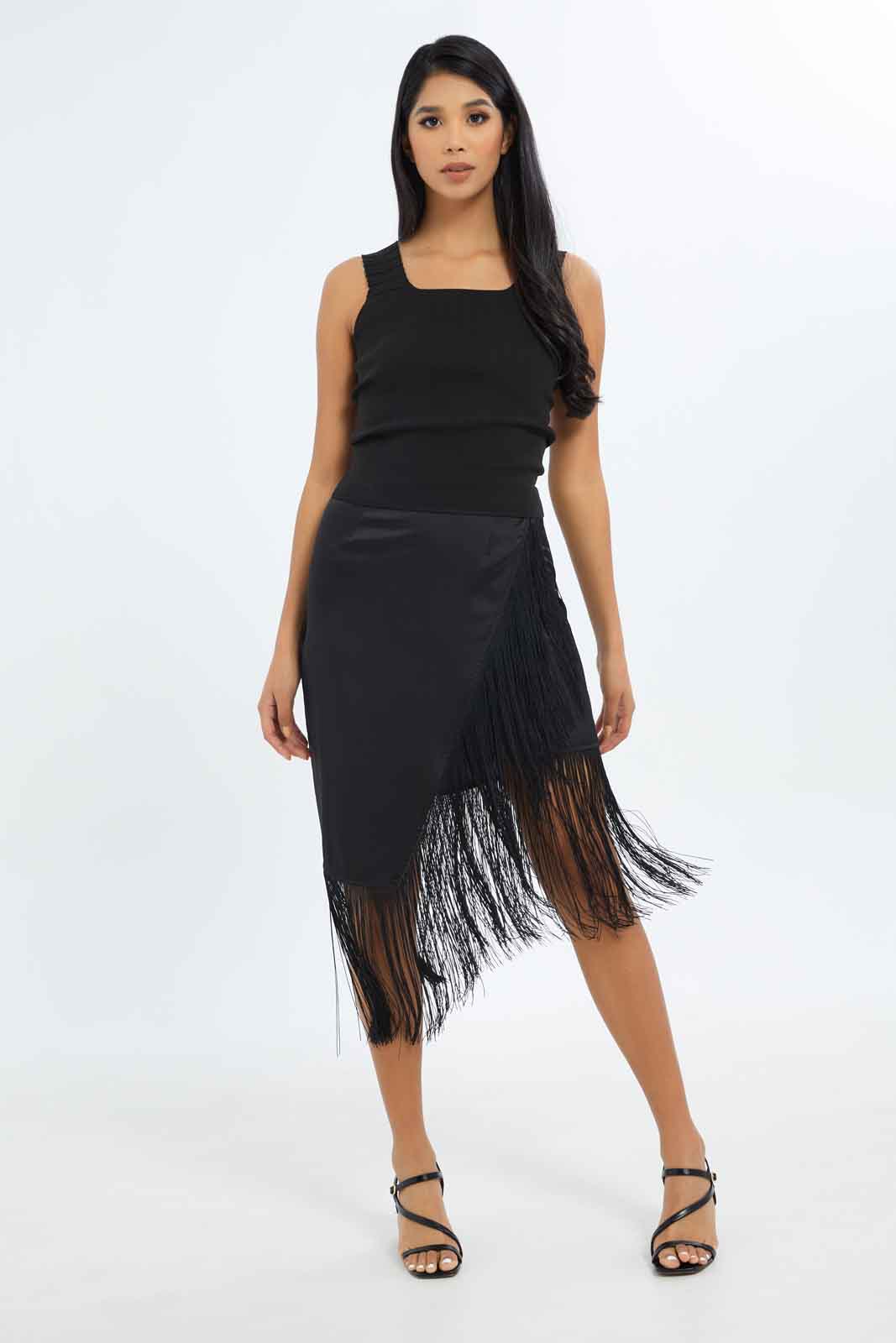 Redtag-Women-Black-T-Scrunch-Shoulder-Tank-Category:Tops,-Colour:Black,-Deals:New-In,-Filter:Women's-Clothing,-LEC,-LEC-Tops,-New-In-LEC-APL,-Non-Sale,-S23B,-Section:Women-Women's-