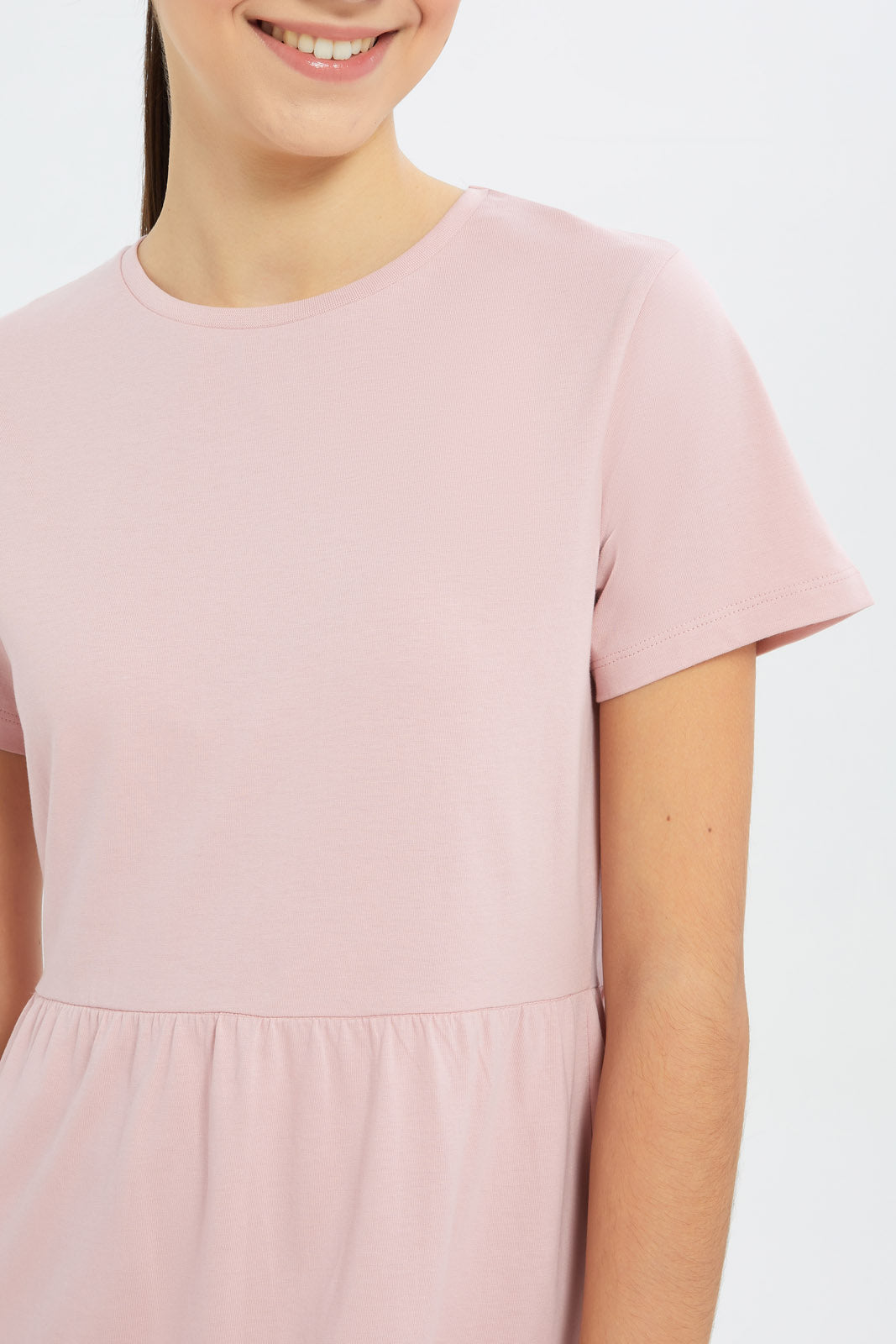 Redtag-Girls-Pink-Tiered-Dress-Category:Dresses,-Colour:Apricot,-Deals:New-In,-Dress-Size:Short-Dress,-Event:STRATEGY,-Filter:Senior-Girls-(8-to-14-Yrs),-GSR-Dresses,-H1:KWR,-H2:GSR,-H3:DRS,-H4:CAD,-New-In-GSR-APL,-Non-Sale,-Promo:PPE,-S23B,-Season:S23B,-Section:Girls-(0-to-14Yrs)-Senior-Girls-9 to 14 Years