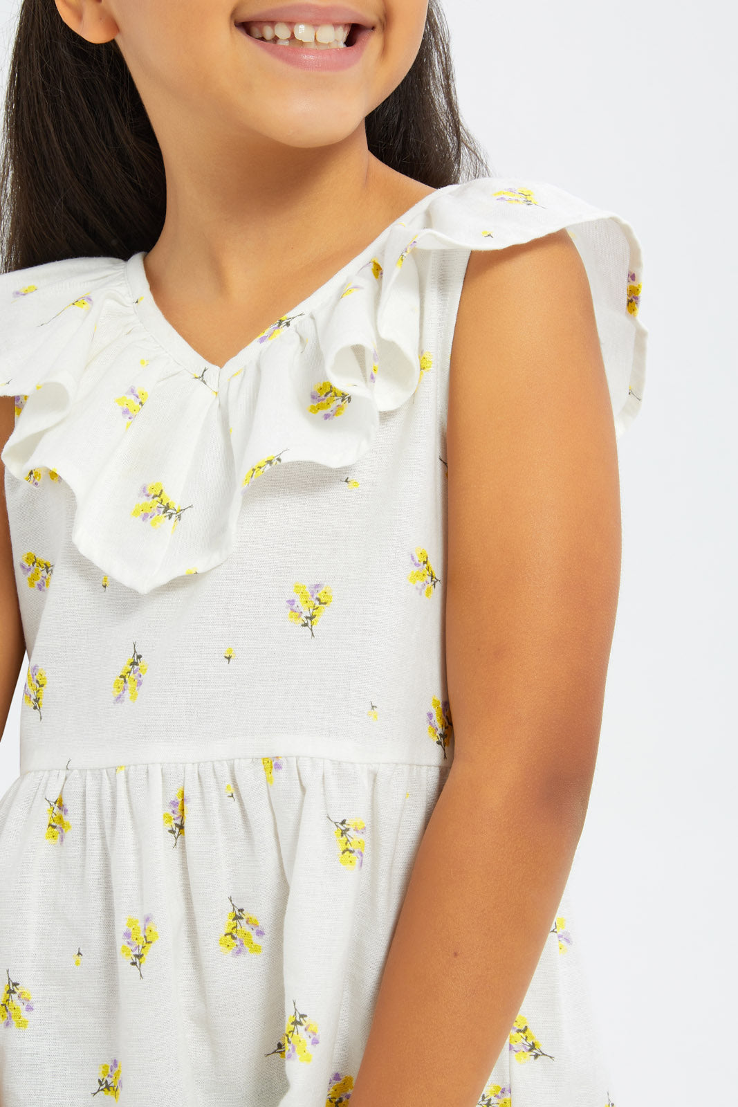 Redtag-Girls-Linen-Tie-Dye-Dress---Yellow-Lilacs-Category:Dresses,-Colour:Yellow,-Deals:New-In,-Filter:Girls-(2-to-8-Yrs),-GIR-Dresses,-H1:KWR,-H2:GIR,-H3:DRS,-H4:CAD,-New-In-GIR-APL,-Non-Sale,-S23C,-Season:S23C,-Section:Girls-(0-to-14Yrs)-Girls-2 to 8 Years