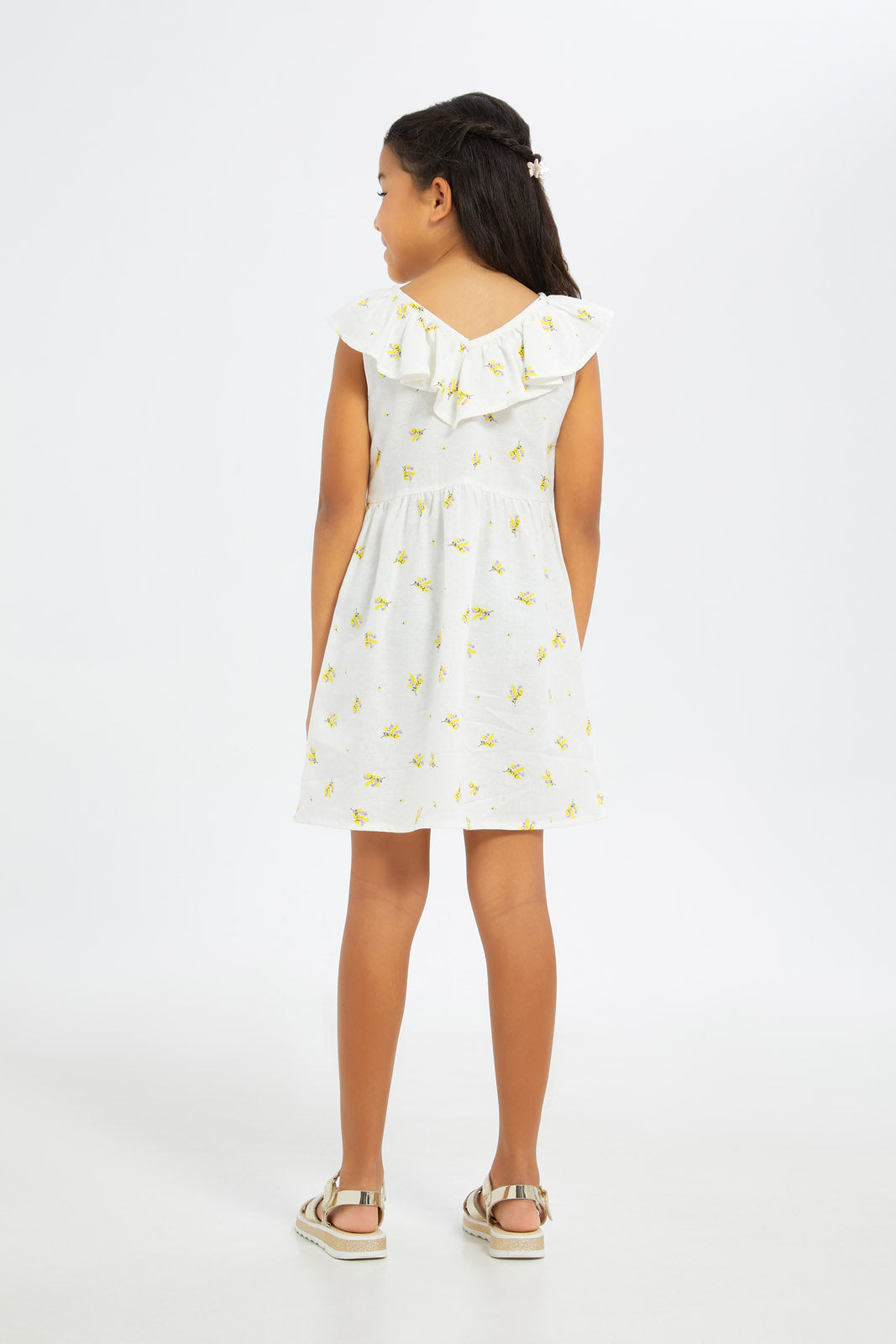 Redtag-Girls-Linen-Tie-Dye-Dress---Yellow-Lilacs-Category:Dresses,-Colour:Yellow,-Deals:New-In,-Filter:Girls-(2-to-8-Yrs),-GIR-Dresses,-H1:KWR,-H2:GIR,-H3:DRS,-H4:CAD,-New-In-GIR-APL,-Non-Sale,-S23C,-Season:S23C,-Section:Girls-(0-to-14Yrs)-Girls-2 to 8 Years