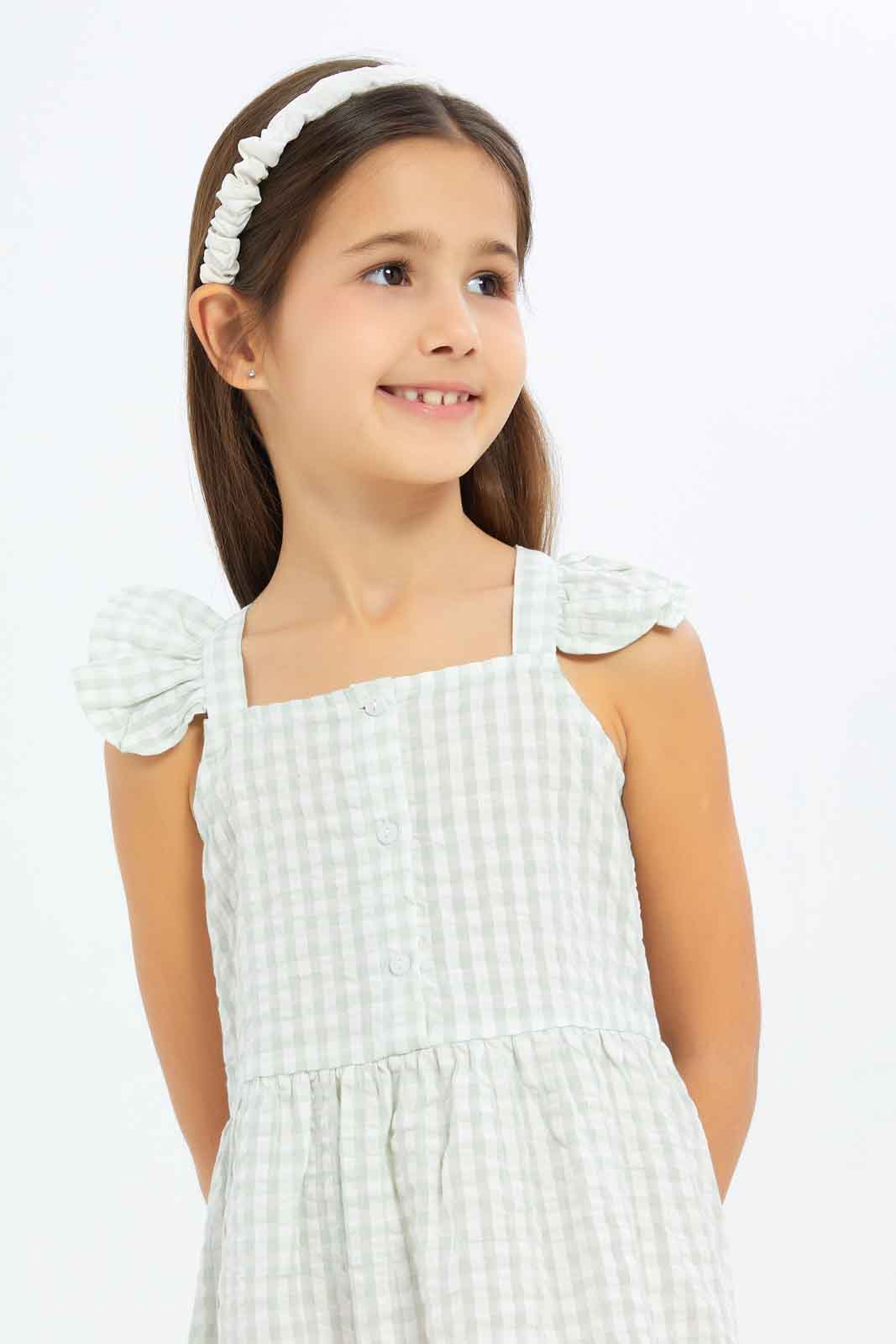 Redtag-Girls-Seersucker-Ruffle-Dress---Mint-Category:Dresses,-Colour:Mint,-Deals:New-In,-Filter:Girls-(2-to-8-Yrs),-GIR-Dresses,-New-In-GIR-APL,-Non-Sale,-S23C,-Section:Girls-(0-to-14Yrs)-Girls-2 to 8 Years