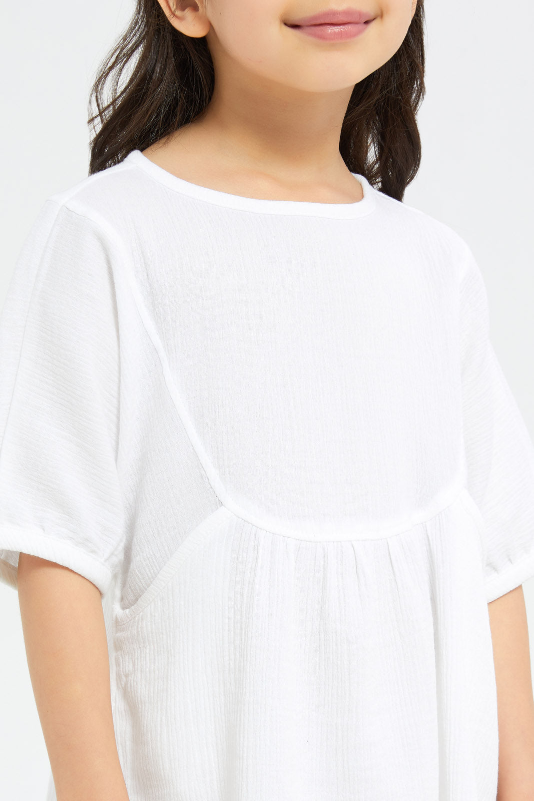 Redtag-Girls-Double-Gauze-Dress-White-Category:Dresses,-Colour:White,-Deals:New-In,-Filter:Girls-(2-to-8-Yrs),-GIR-Dresses,-H1:KWR,-H2:GIR,-H3:DRS,-H4:CAD,-New-In-GIR-APL,-Non-Sale,-RMD,-S23C,-Season:S23C,-Section:Girls-(0-to-14Yrs)-Girls-2 to 8 Years