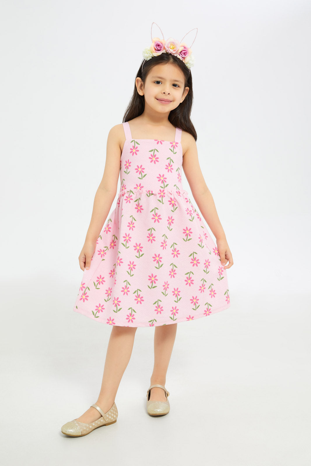 Redtag-Girls-Strappy-Textured-Knit-Dress-Pink-Category:Dresses,-Colour:Apricot,-Deals:New-In,-Filter:Girls-(2-to-8-Yrs),-GIR-Dresses,-H1:KWR,-H2:GIR,-H3:DRS,-H4:CAD,-New-In-GIR-APL,-Non-Sale,-RMD,-S23C,-Season:S23C,-Section:Girls-(0-to-14Yrs)-Girls-2 to 8 Years