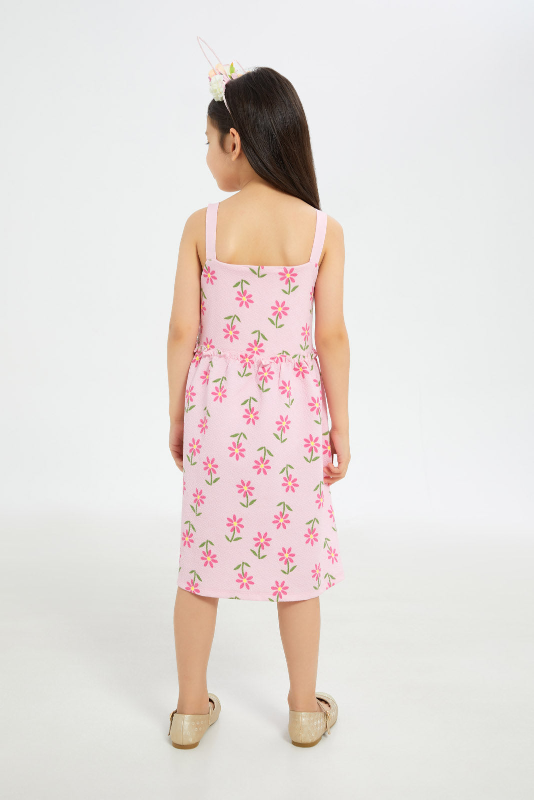 Redtag-Girls-Strappy-Textured-Knit-Dress-Pink-Category:Dresses,-Colour:Apricot,-Deals:New-In,-Filter:Girls-(2-to-8-Yrs),-GIR-Dresses,-H1:KWR,-H2:GIR,-H3:DRS,-H4:CAD,-New-In-GIR-APL,-Non-Sale,-RMD,-S23C,-Season:S23C,-Section:Girls-(0-to-14Yrs)-Girls-2 to 8 Years