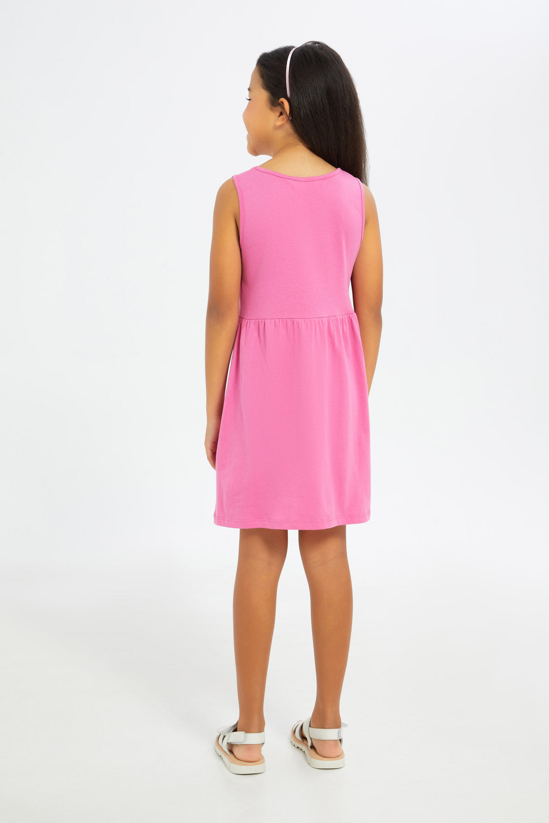 Redtag-Girls-Sleeveless-Opp-Knit-Dress---Pink-Aop-Floral-Category:Dresses,-Colour:Apricot,-Deals:New-In,-Filter:Girls-(2-to-8-Yrs),-GIR-Dresses,-H1:KWR,-H2:GIR,-H3:DRS,-H4:CAD,-New-In-GIR-APL,-Non-Sale,-S23C,-Season:S23C,-Section:Girls-(0-to-14Yrs),-VLM-Girls-2 to 8 Years