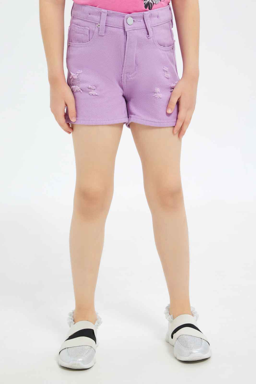 Redtag-Girls-Lilac-Shorts-Category:Shorts,-Colour:Lilac,-Deals:New-In,-Filter:Girls-(2-to-8-Yrs),-GIR-Shorts,-New-In-GIR-APL,-Non-Sale,-S23C,-Section:Girls-(0-to-14Yrs)-Girls-2 to 8 Years