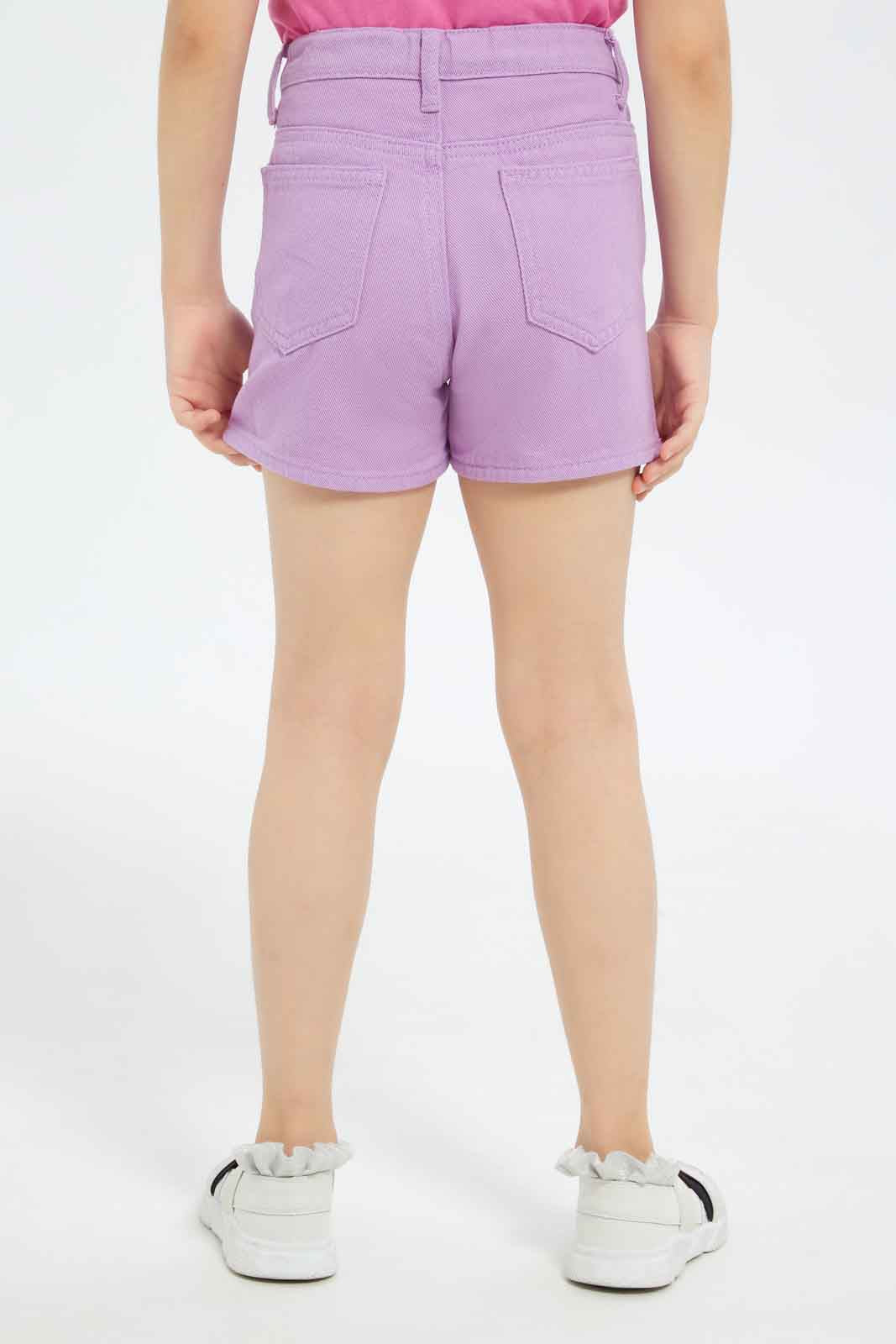 Redtag-Girls-Lilac-Shorts-Category:Shorts,-Colour:Lilac,-Deals:New-In,-Filter:Girls-(2-to-8-Yrs),-GIR-Shorts,-New-In-GIR-APL,-Non-Sale,-S23C,-Section:Girls-(0-to-14Yrs)-Girls-2 to 8 Years