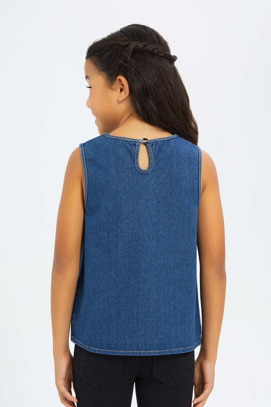 Redtag-Girls-Embroidered-Denim-Blouse---Blue-Category:Blouses,-Colour:Blue,-Deals:New-In,-Filter:Girls-(2-to-8-Yrs),-GIR-Blouses,-H1:KWR,-H2:GIR,-H3:BLO,-H4:CBL,-New-In-GIR-APL,-Non-Sale,-S23C,-Season:S23C,-Section:Girls-(0-to-14Yrs)-Girls-2 to 8 Years