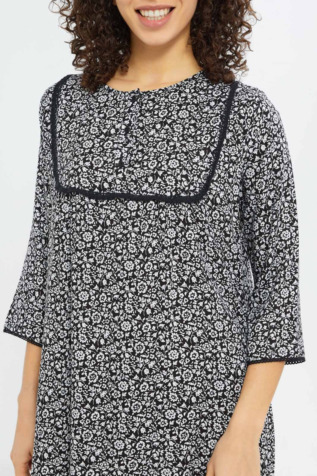 Redtag-Women-Black-Longsleeves-Nightgown-Category:Nightgowns,-Colour:Black,-Deals:New-In,-Filter:Women's-Clothing,-H1:LWR,-H2:LDN,-H3:NWR,-H4:NGN,-New-In-Women-APL,-Non-Sale,-RMD,-S23C,-Season:S23C,-Section:Women,-Women-Nightgowns--
