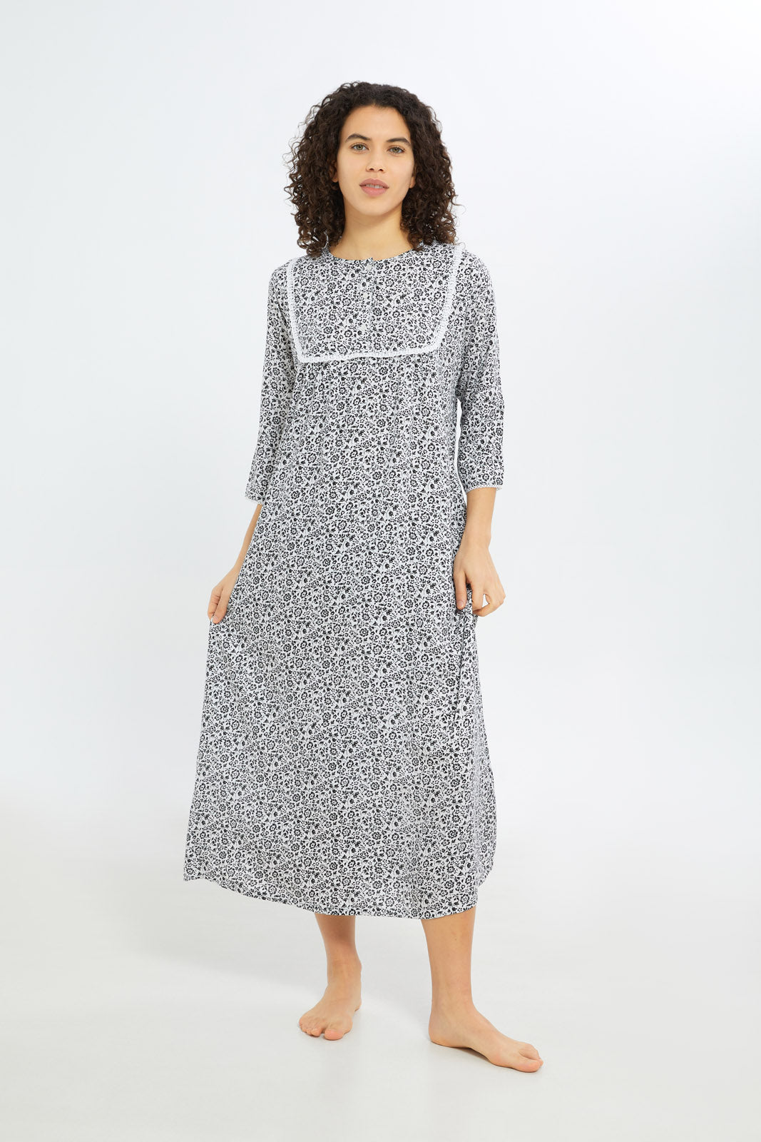 Redtag-Women-White-Longsleeves-Nightgown-Category:Nightgowns,-Colour:White,-Deals:New-In,-Filter:Women's-Clothing,-H1:LWR,-H2:LDN,-H3:NWR,-H4:NGN,-New-In-Women-APL,-Non-Sale,-RMD,-S23C,-Season:S23C,-Section:Women,-Women-Nightgowns--