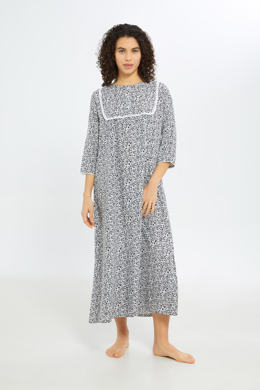 Redtag-Women-White-Longsleeves-Nightgown-Category:Nightgowns,-Colour:White,-Deals:New-In,-Filter:Women's-Clothing,-H1:LWR,-H2:LDN,-H3:NWR,-H4:NGN,-New-In-Women-APL,-Non-Sale,-RMD,-S23C,-Season:S23C,-Section:Women,-Women-Nightgowns--
