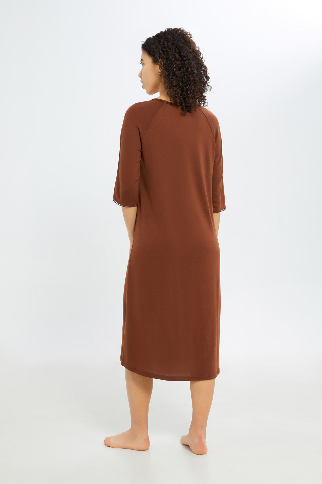 Redtag-Women-Brown-Long-Sleeves-Nightgown-Category:Nightgowns,-Colour:Brown,-Deals:New-In,-Filter:Women's-Clothing,-H1:LWR,-H2:LDN,-H3:NWR,-H4:NGN,-New-In-Women-APL,-Non-Sale,-S23C,-Season:S23C,-Section:Women,-Women-Nightgowns--