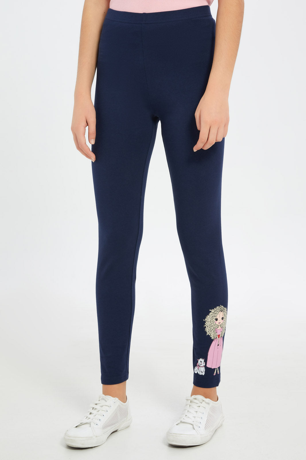 Redtag-Girls-Navy-Placement-Print-Leggings-Category:Leggings,-Colour:Navy,-Deals:New-In,-Filter:Senior-Girls-(8-to-14-Yrs),-GSR-Leggings,-H1:KWR,-H2:GSR,-H3:TRS,-H4:LEG,-New-In-GSR-APL,-Non-Sale,-Promo:TBL,-S23C,-Season:S23C,-Section:Girls-(0-to-14Yrs),-TBL-Senior-Girls-9 to 14 Years