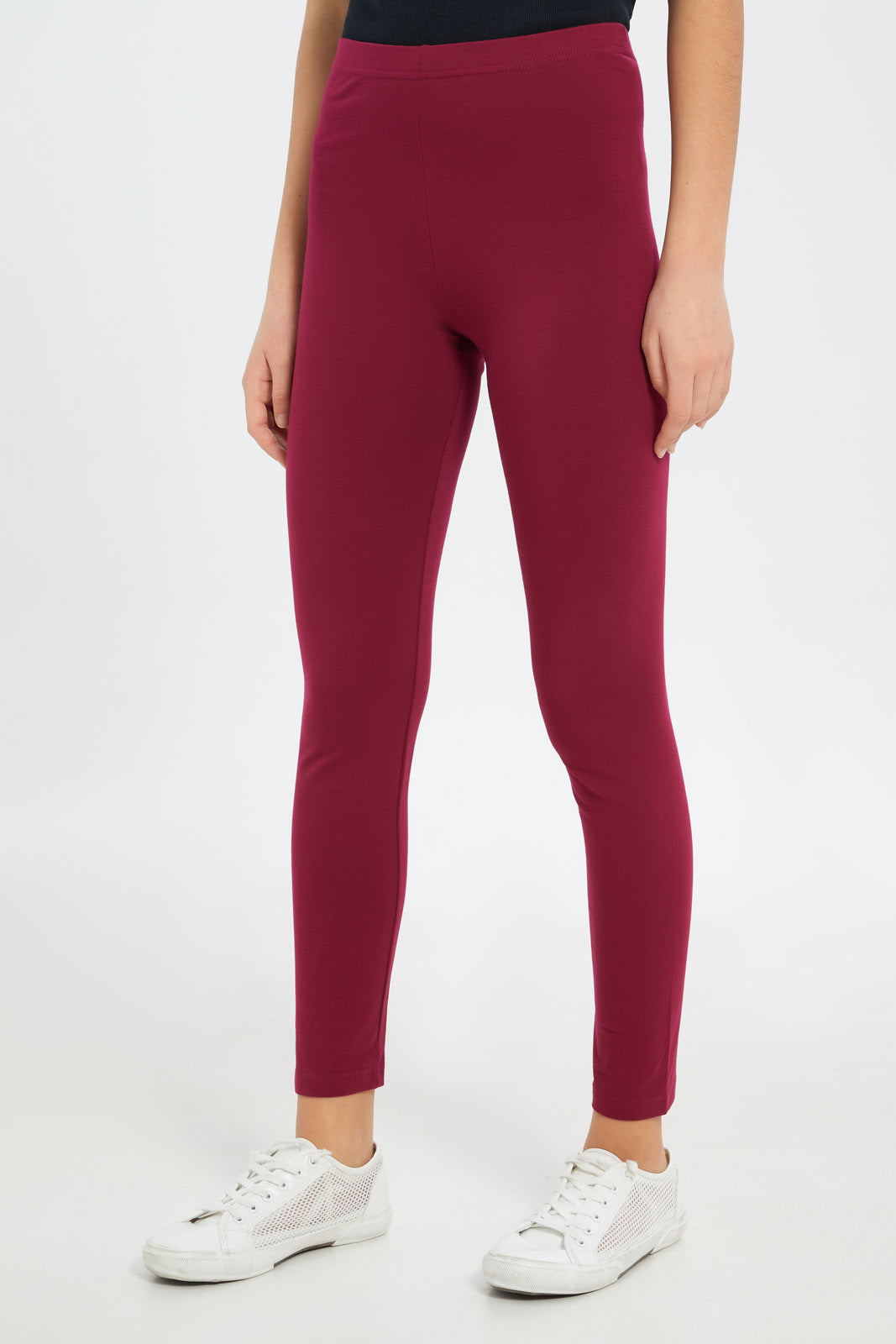 Redtag-Girls-Maroon-Solid-Leggings-Category:Leggings,-Colour:Red,-Deals:New-In,-Filter:Senior-Girls-(8-to-14-Yrs),-GSR-Leggings,-H1:KWR,-H2:GSR,-H3:TRS,-H4:LEG,-New-In-GSR-APL,-Non-Sale,-Promo:TBL,-S23C,-Season:S23C,-Section:Girls-(0-to-14Yrs),-TBL-Senior-Girls-9 to 14 Years